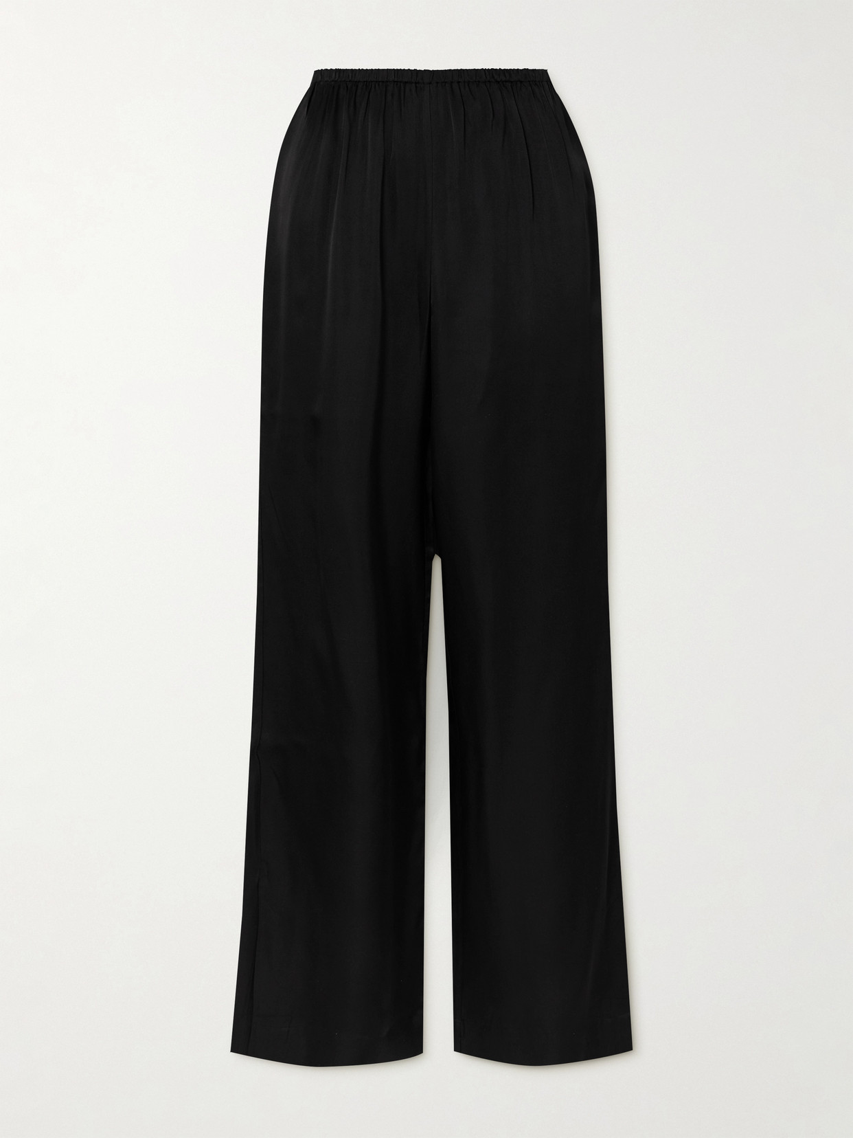 Anine Bing Aden Silk-blend Charmeuse Wide-leg Trousers In Black