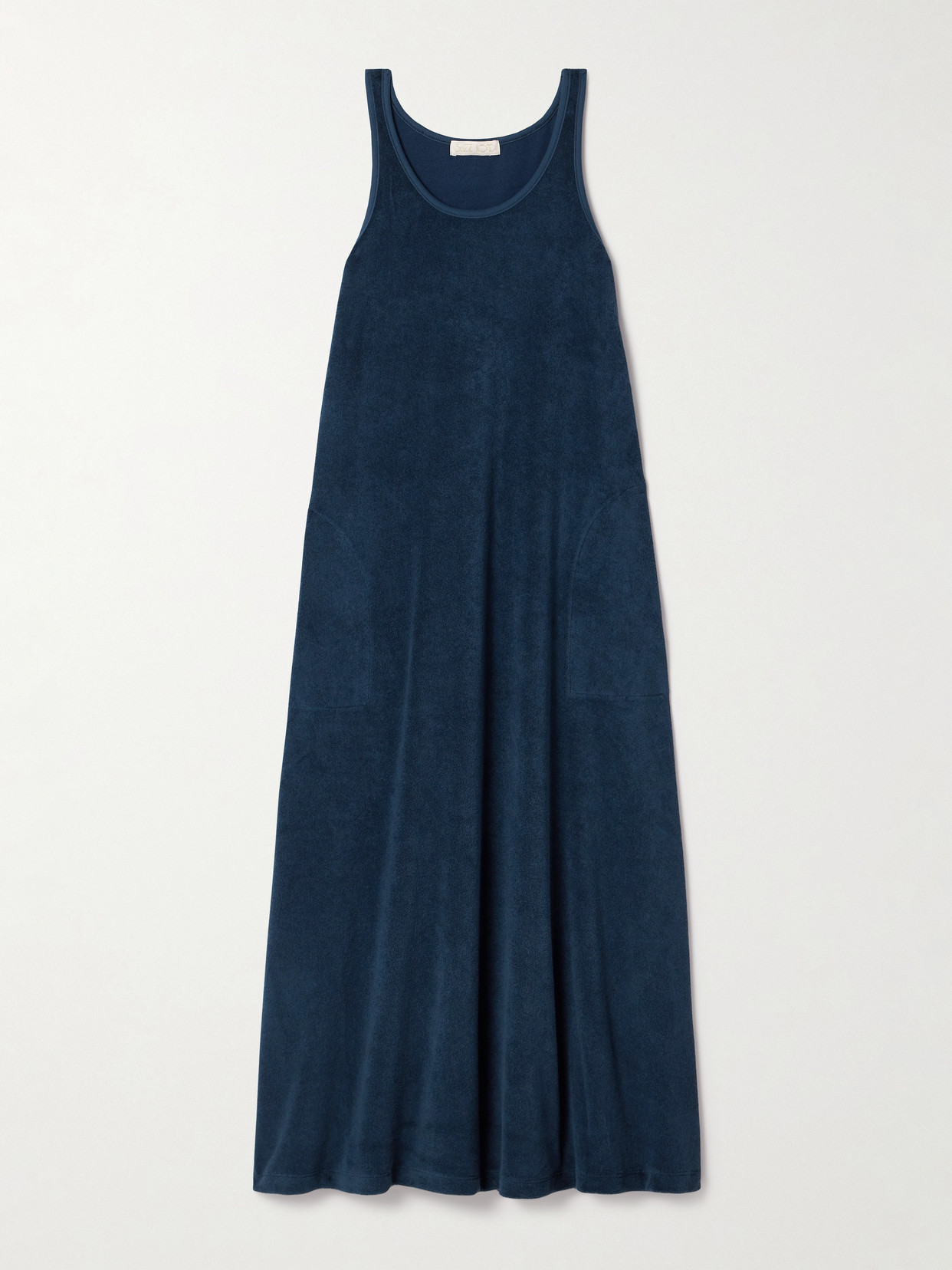 Shop Suzie Kondi Alpha Cotton-blend Terry Maxi Dress In Blue