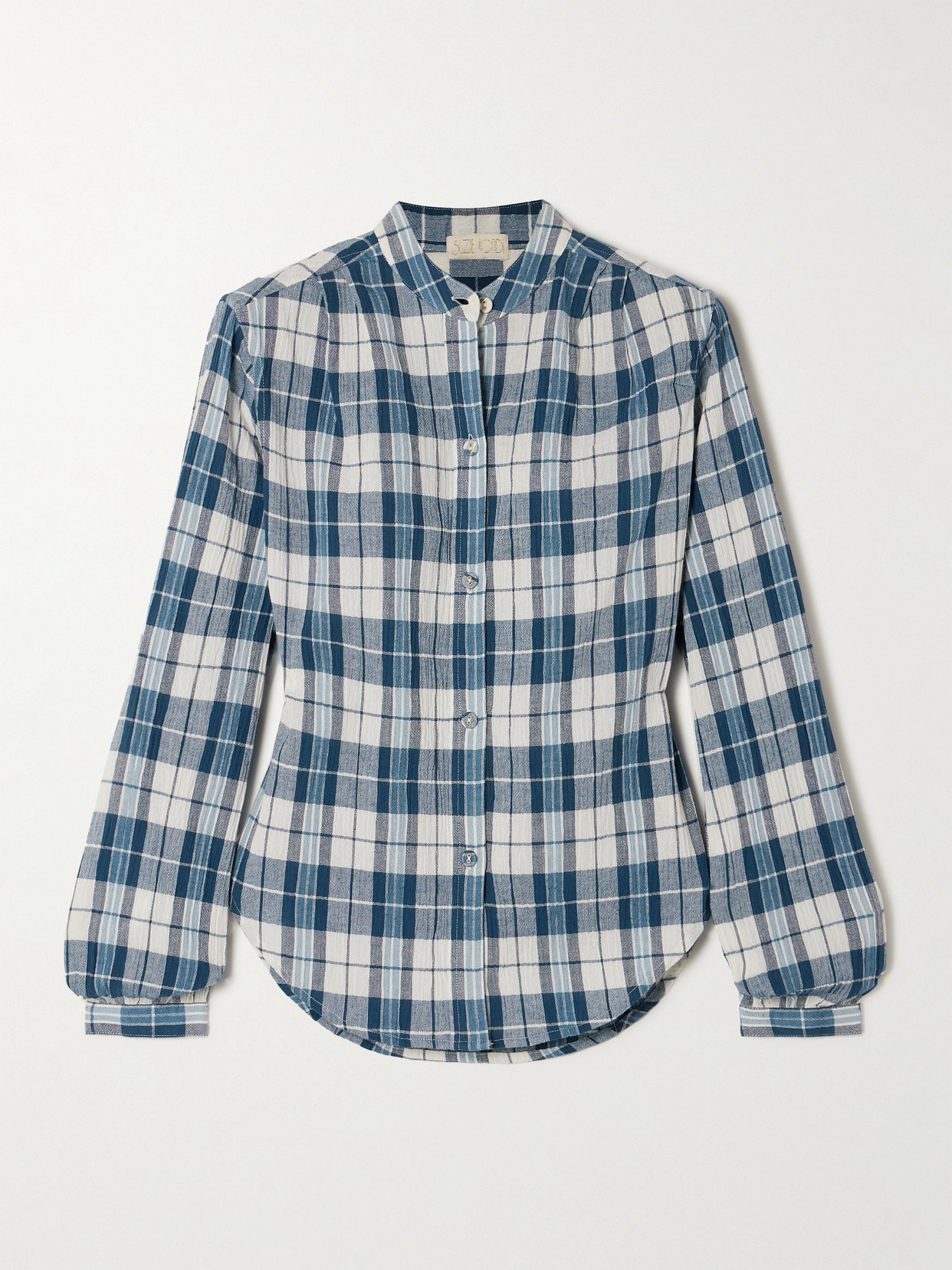 Suzie Kondi Koubi Checked Cotton-gauze Shirt In Blue