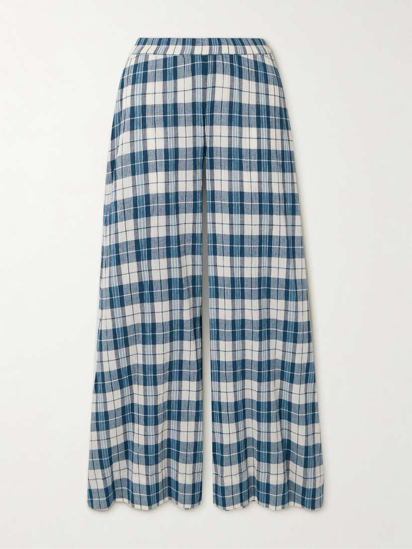 Suzie Kondi Elira Checked Cotton-gauze Wide-leg Pants - x large