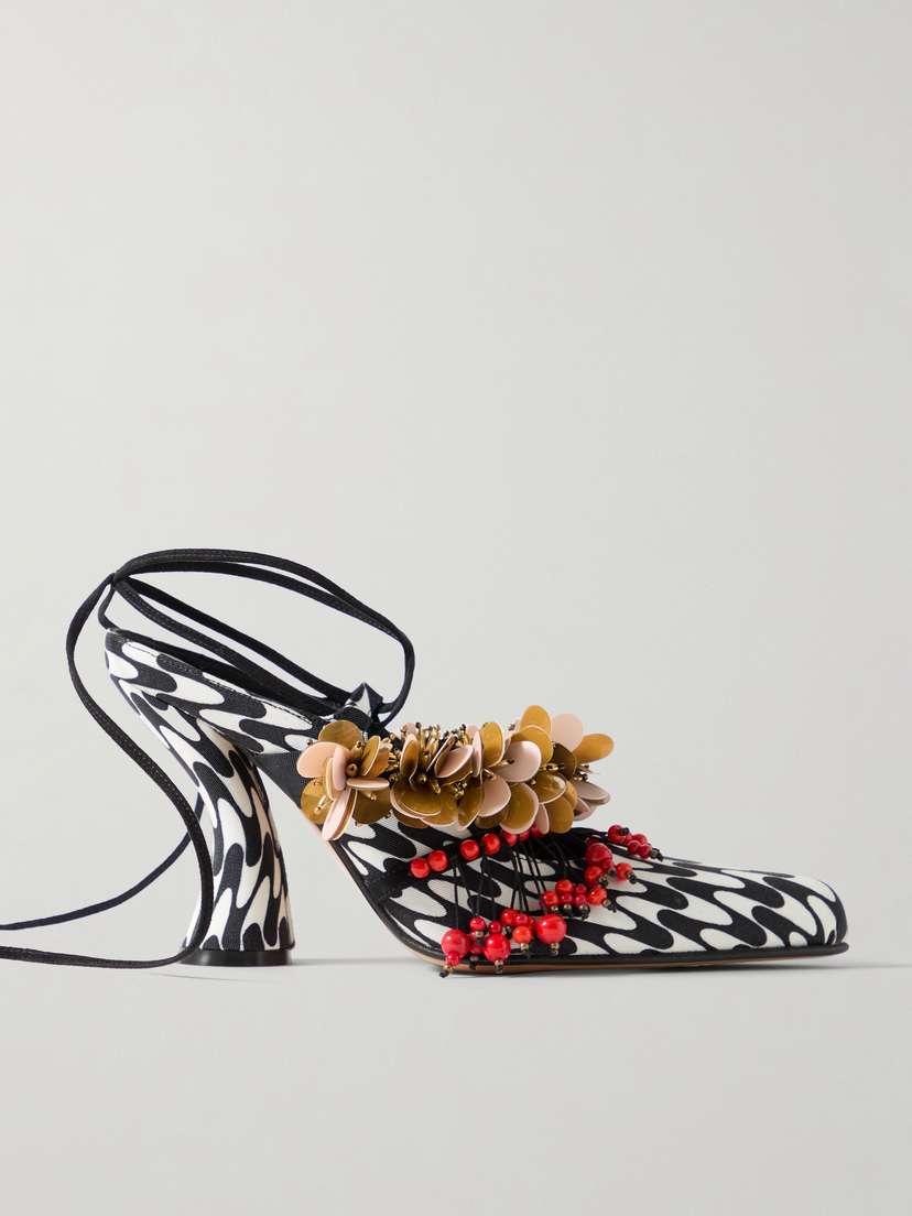 Dries Van Noten Embellished Printed Faille Pumps