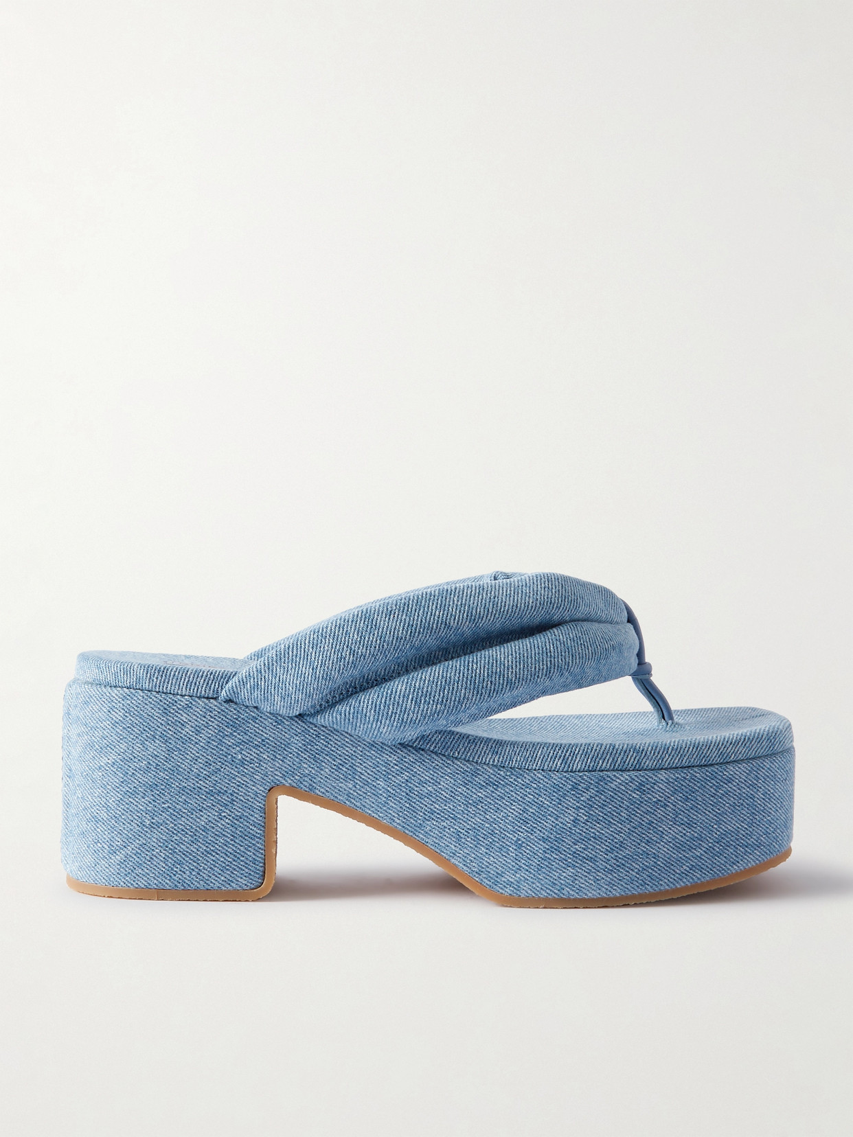 Dries Van Noten Denim Platform Thong Sandals In Blue