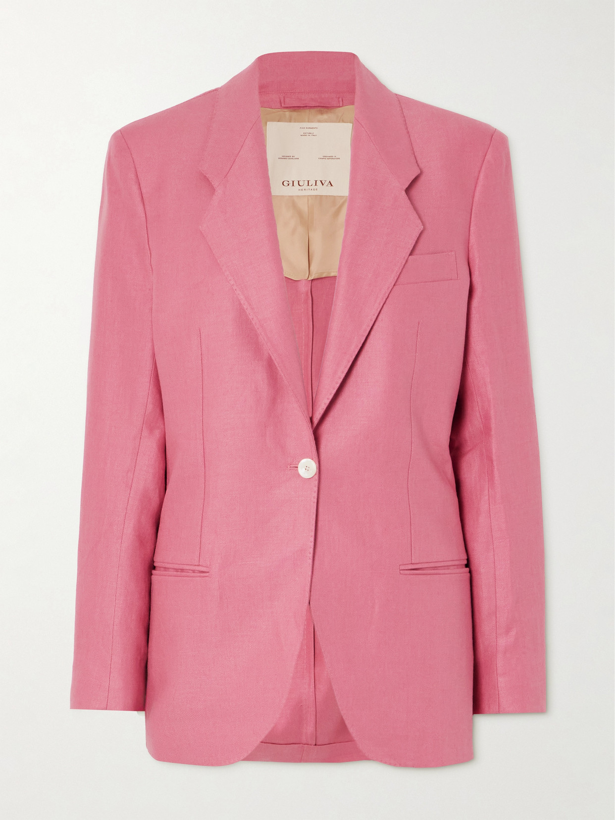 Giuliva Heritage Linen-twill Blazer In Pink