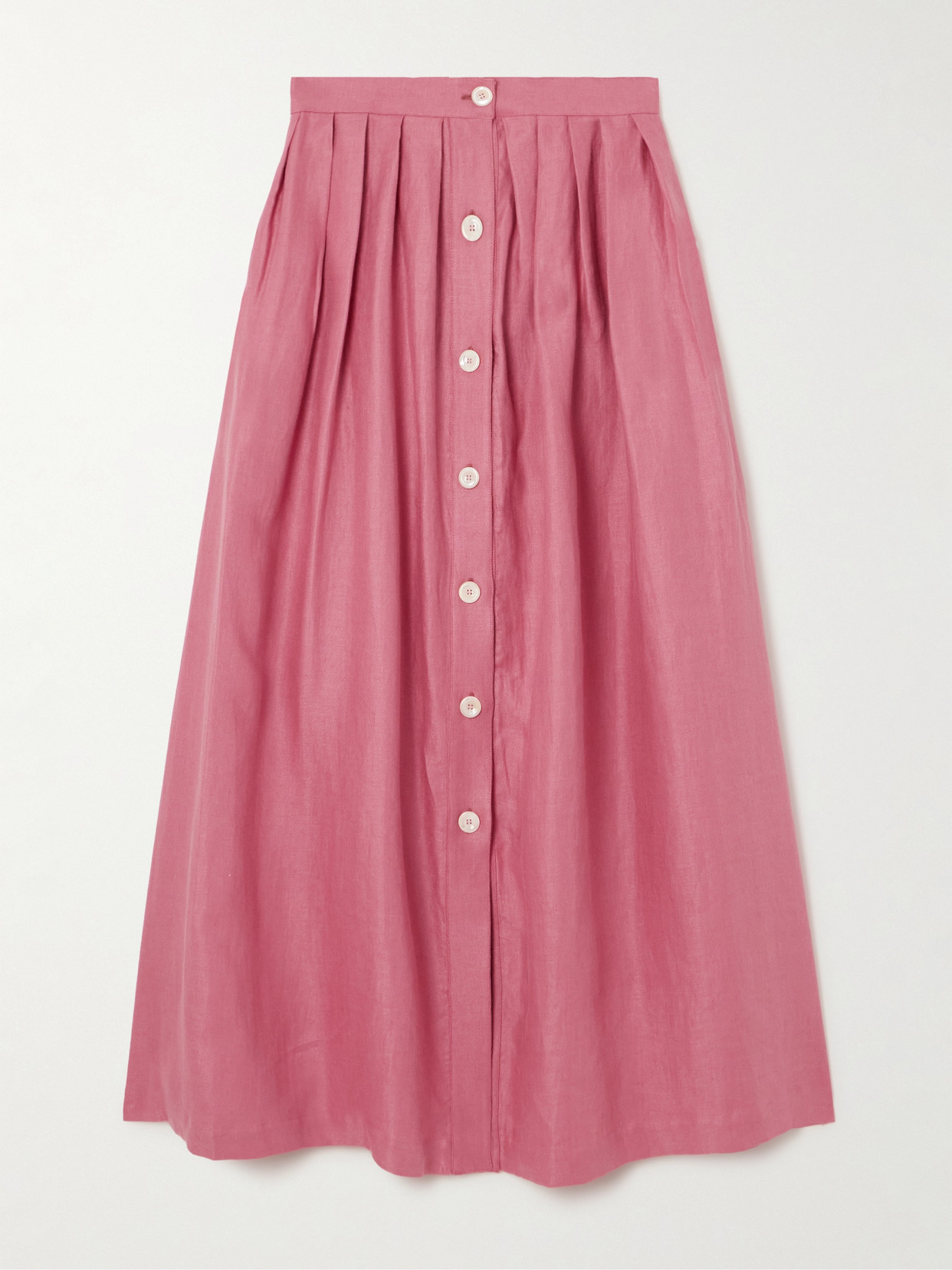 Giuliva Heritage Pleated Linen Maxi Skirt In Pink