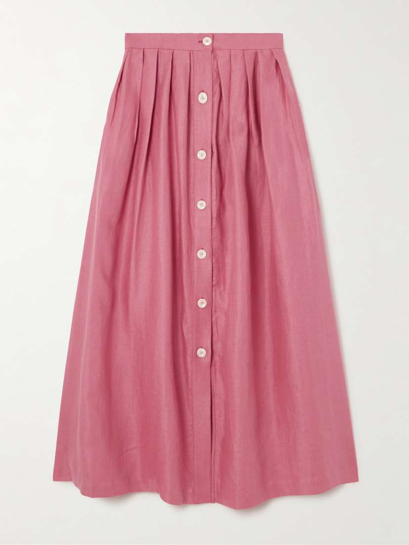 Giuliva Heritage Pleated Linen Maxi Skirt - IT36