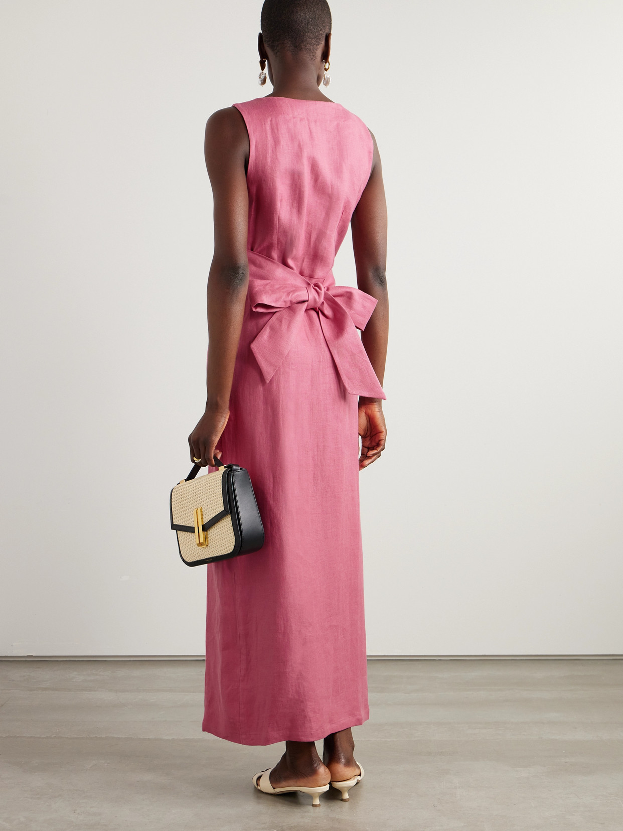 Giuliva Heritage Lyra Linen-twill Maxi Wrap Dress In Pink