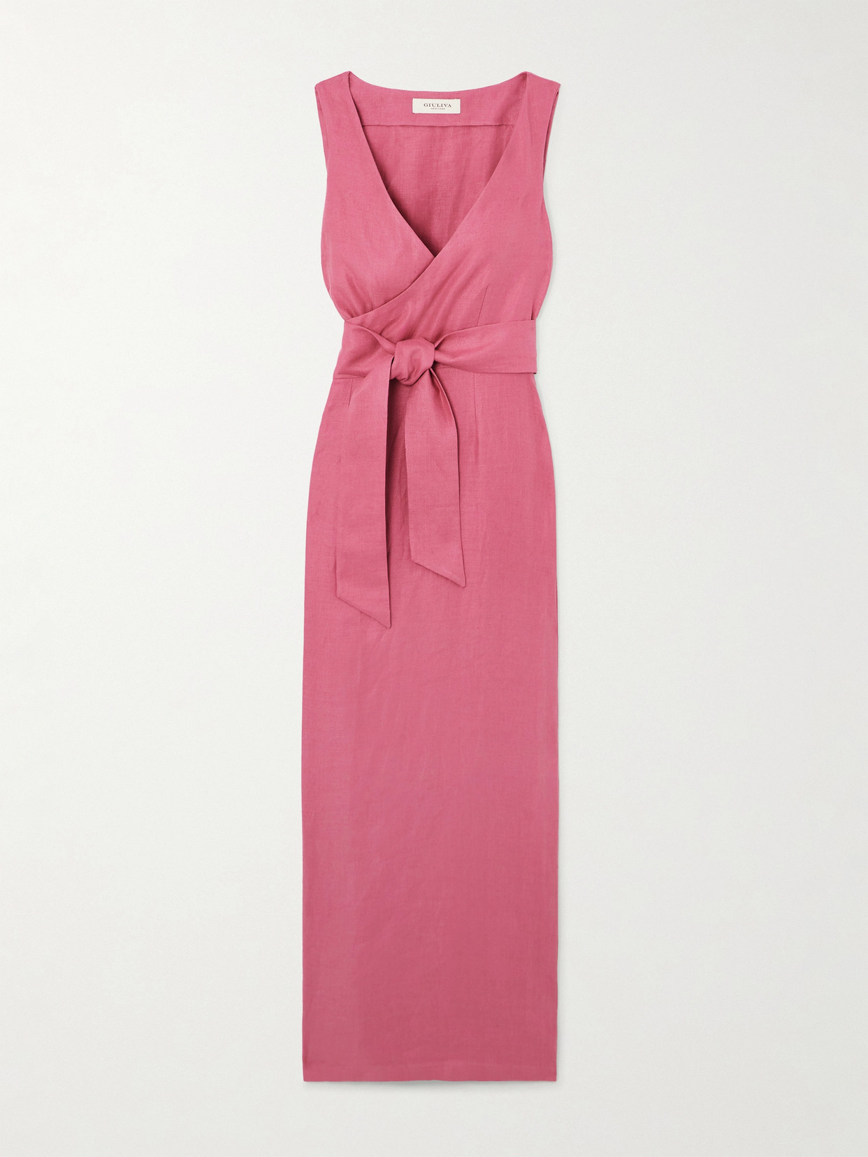 Giuliva Heritage Lyra Linen-twill Maxi Wrap Dress In Pink