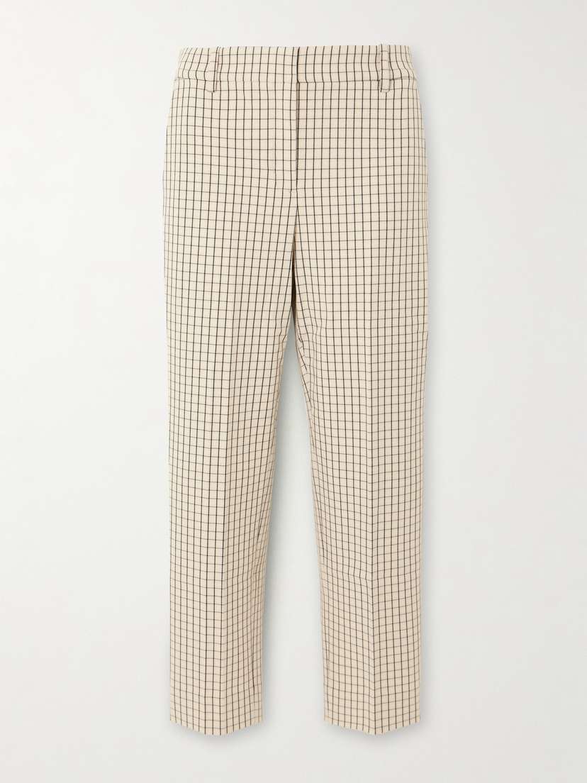 Tory Sport Checked Cropped Twill Tapered Pants