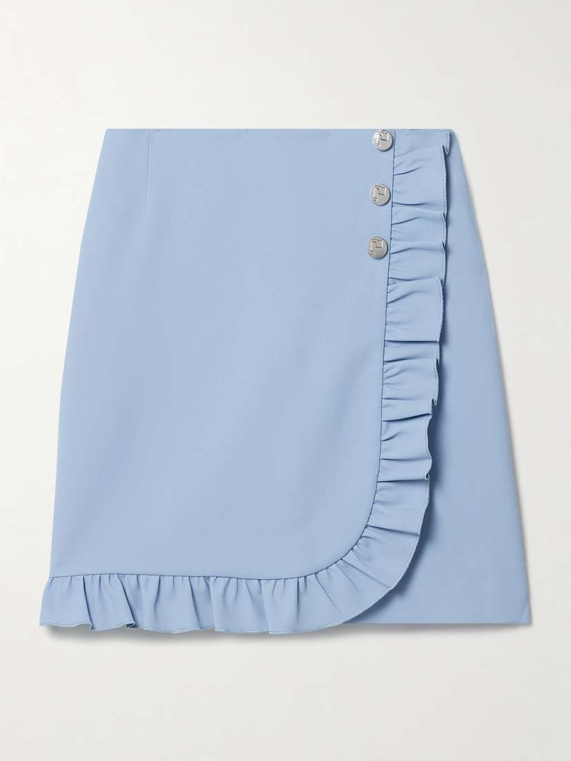 Tory Sport Wrap-effect Ruffled Tech-jersey Golf Skirt
