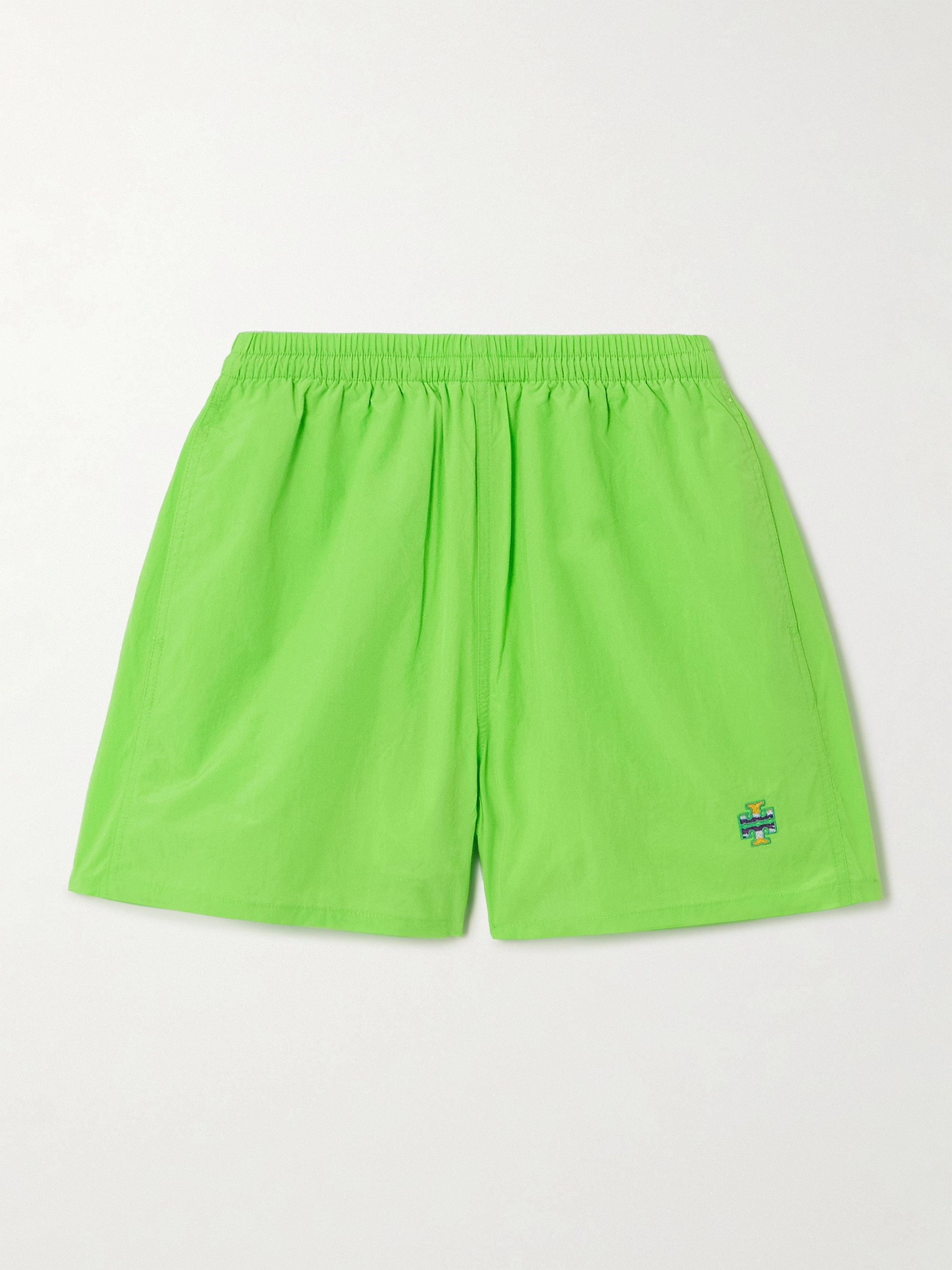 TORY SPORT Embroidered crinkled-shell shorts