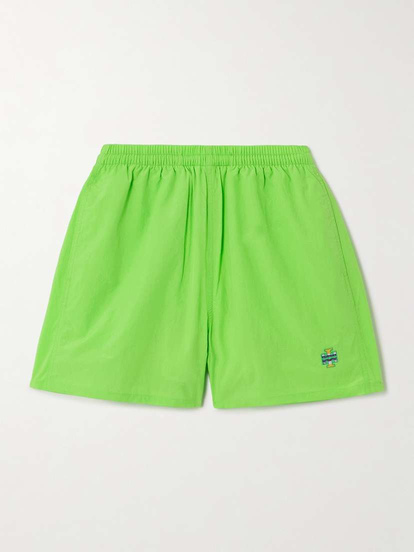 Tory Sport Embroidered Crinkled-shell Shorts