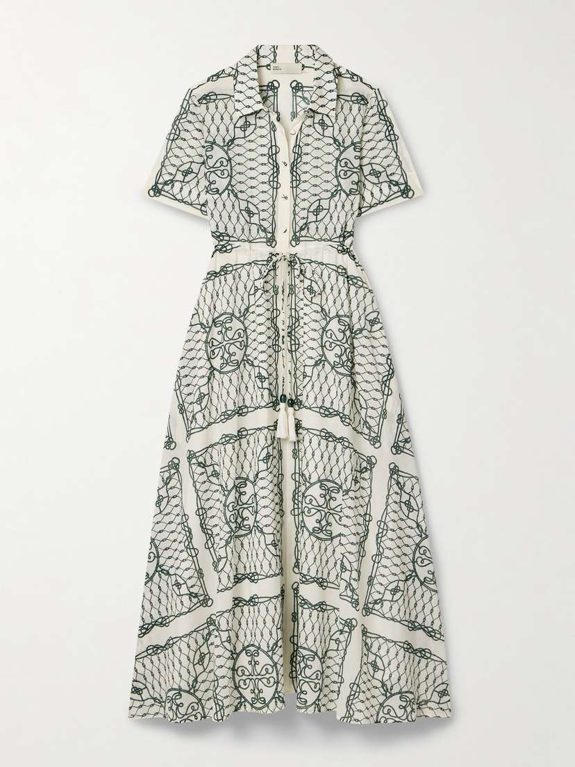 Tory Burch Tasseled Printed Cotton-voile Midi Dress