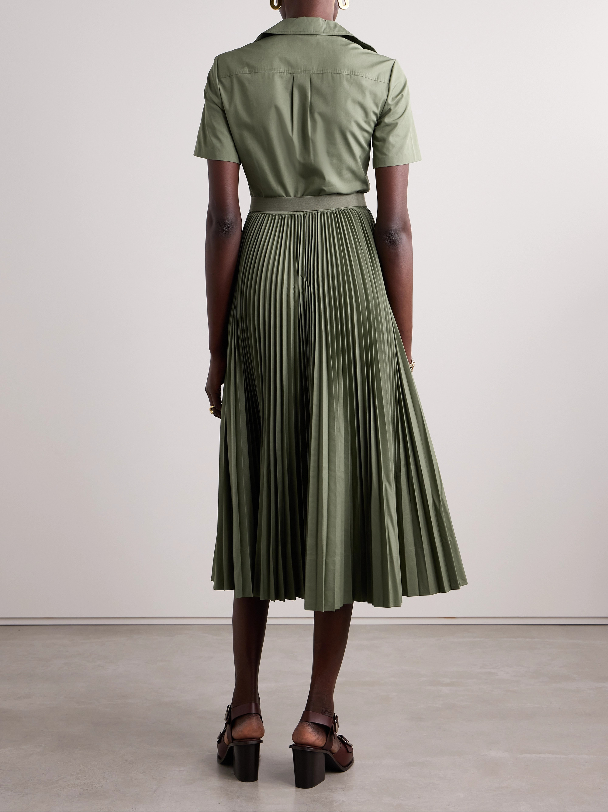 Tory Burch Belted pleated poplin midi shirt dress