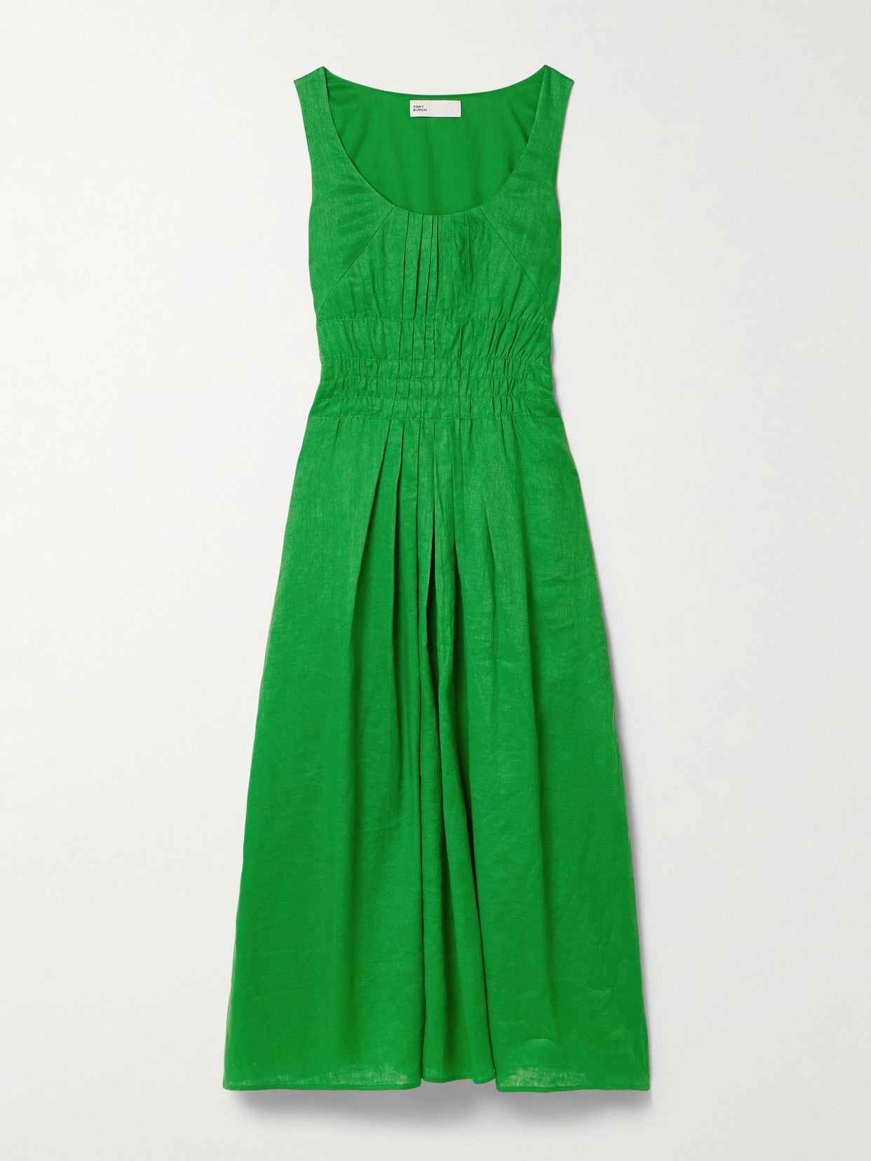 Tory Burch - Pleated Linen Midi Dress - Green