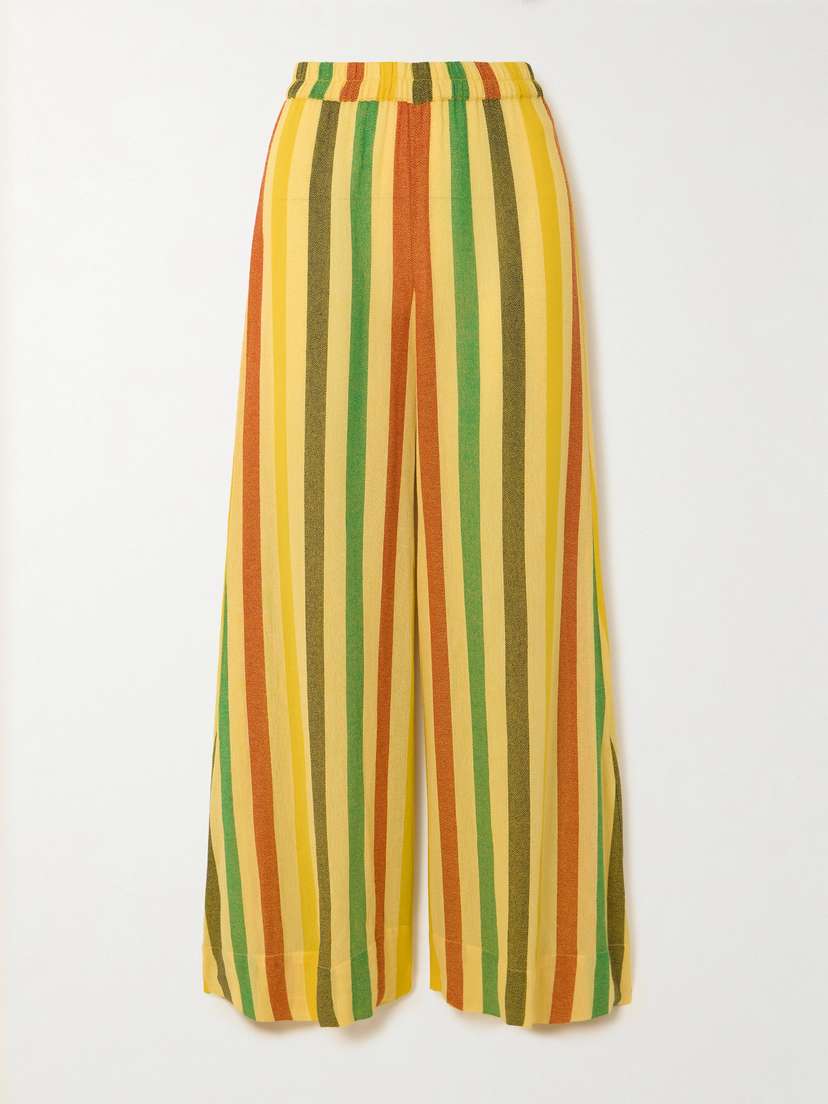 Suzie Kondi Elira Striped Cotton-gauze Wide-leg Pants