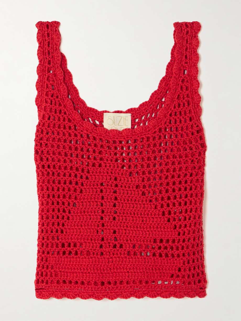 Australian native Suzie Kondi spent 13 months at sea before setting up her eponymous brand in New York – look closely and you'll notice that this 'Chania' tank is detailed with a sailboat as an homage. It's crocheted from breathable cotton and has sweet, scalloped edges. Style yours with everything from midi skirts to shorts.