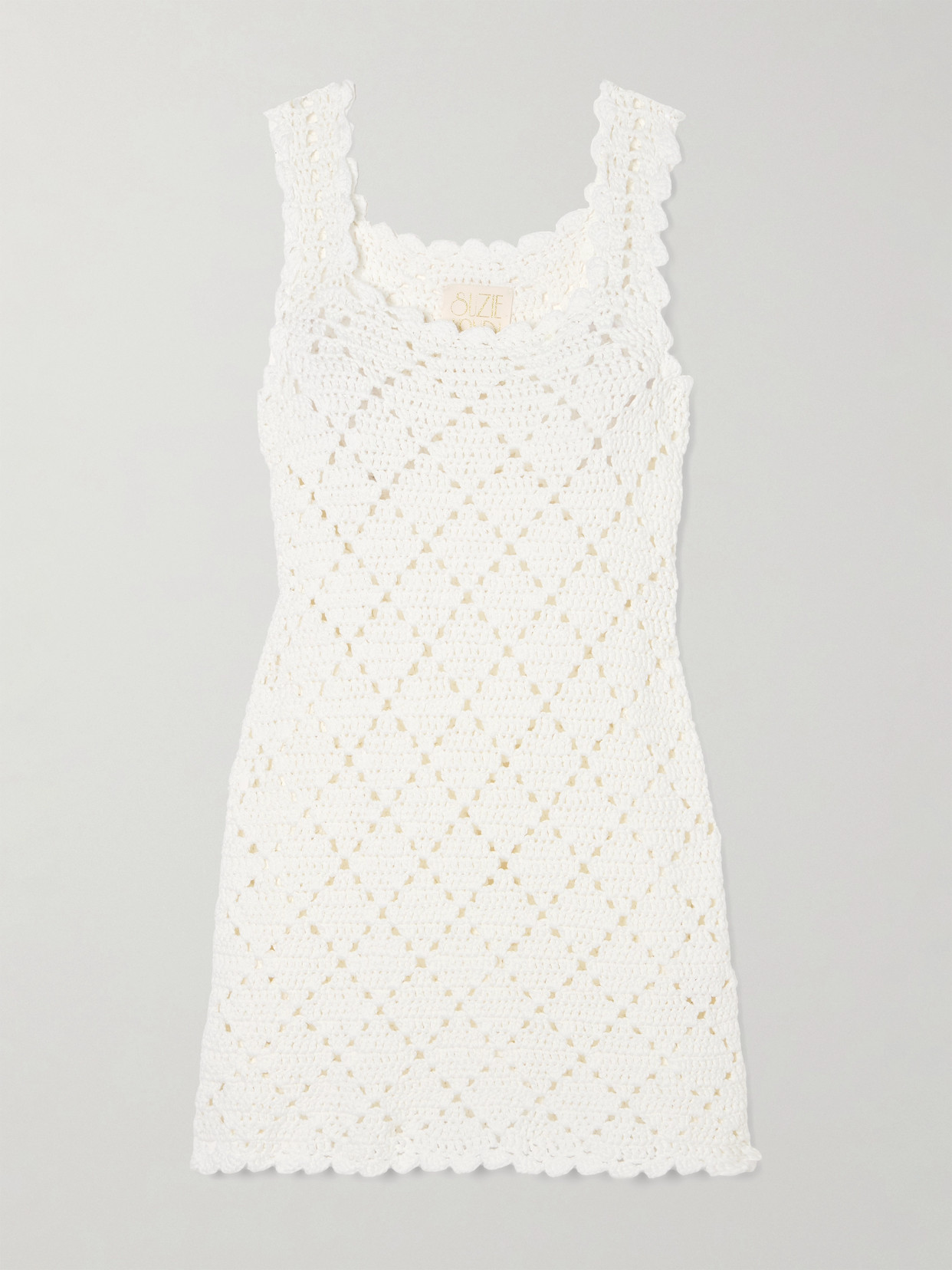 Suzie Kondi Chryssi Crocheted Cotton Mini Dress In White