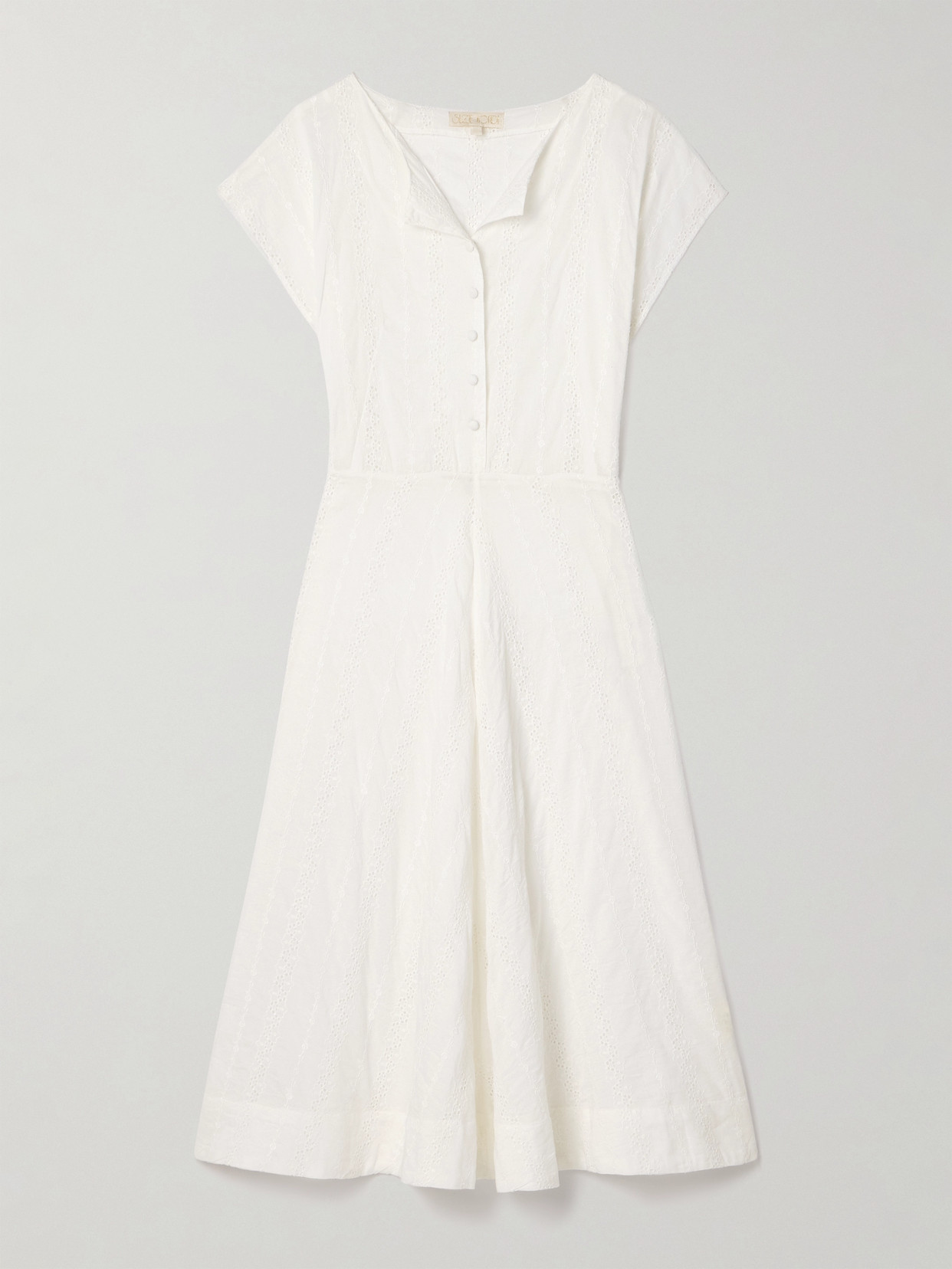 Suzie Kondi Madeira Broderie Anglaise Cotton Midi Dress In White