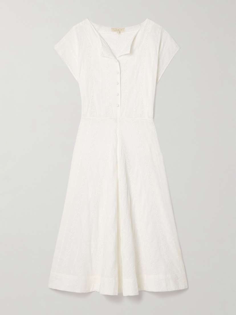 Suzie Kondi Madeira Broderie Anglaise Cotton Midi Dress