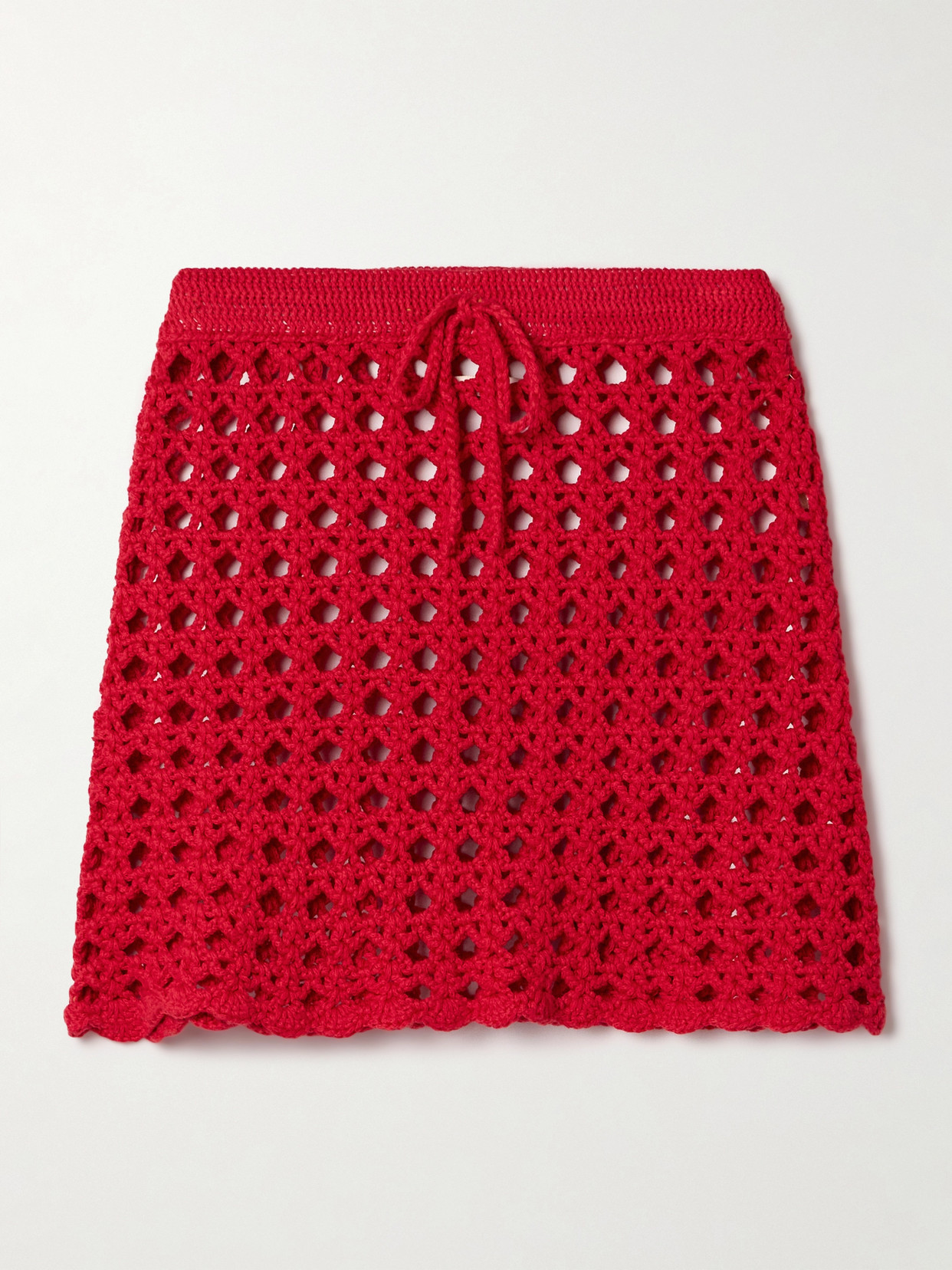 Suzie Kondi Crete Open-knit Cotton Mini Skirt In Red