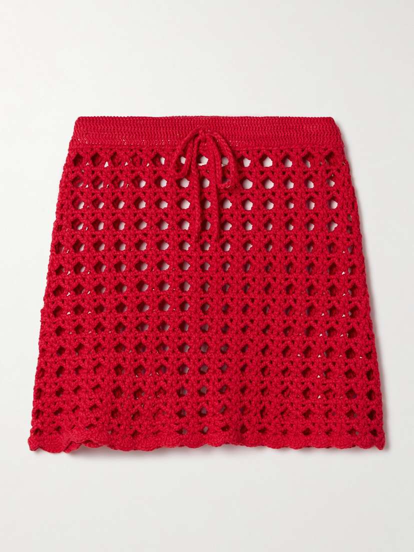 Suzie Kondi Crete Open-knit Cotton Mini Skirt
