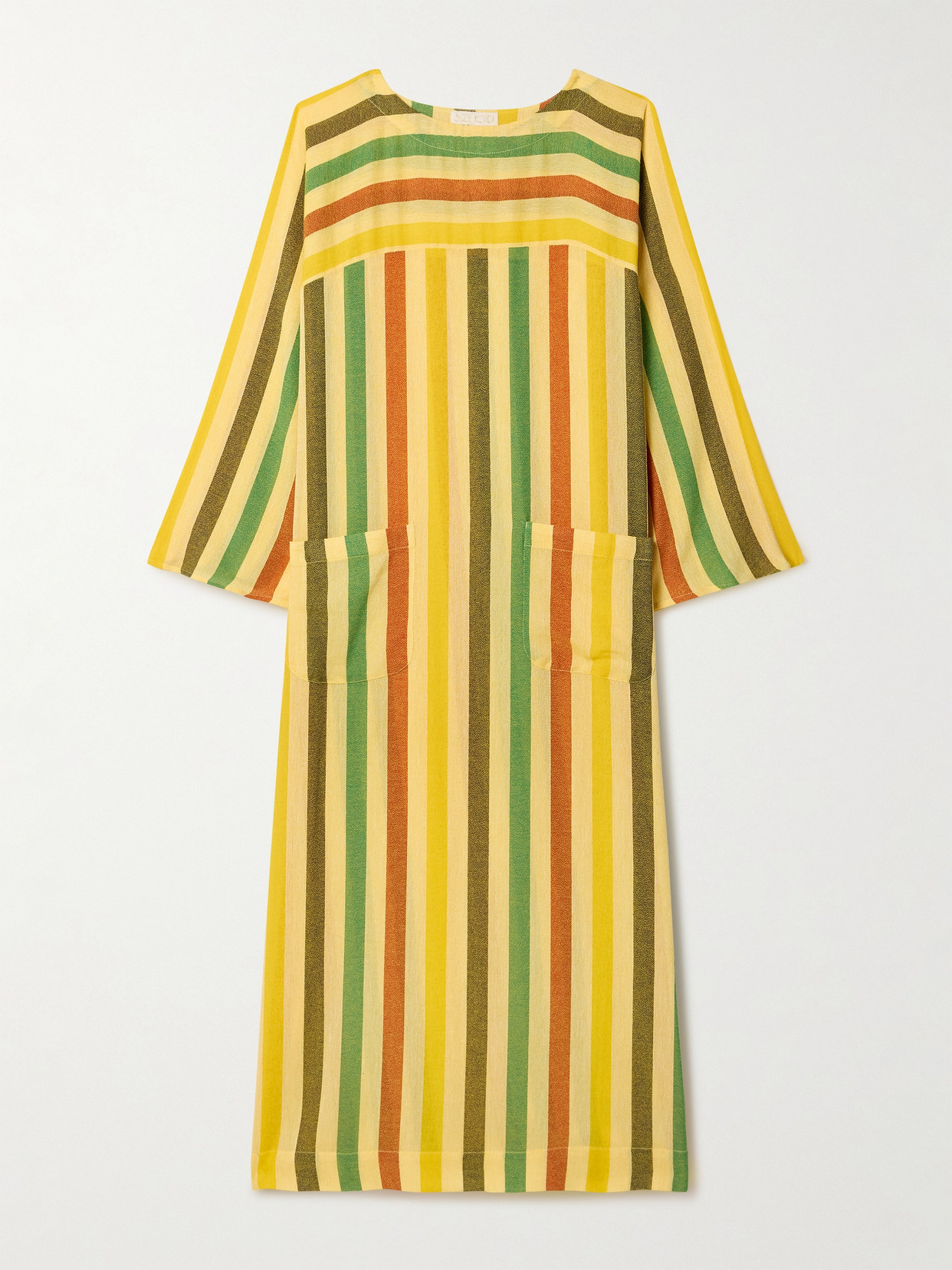 Suzie Kondi Zaia Striped Cotton-gauze Kaftan In Yellow