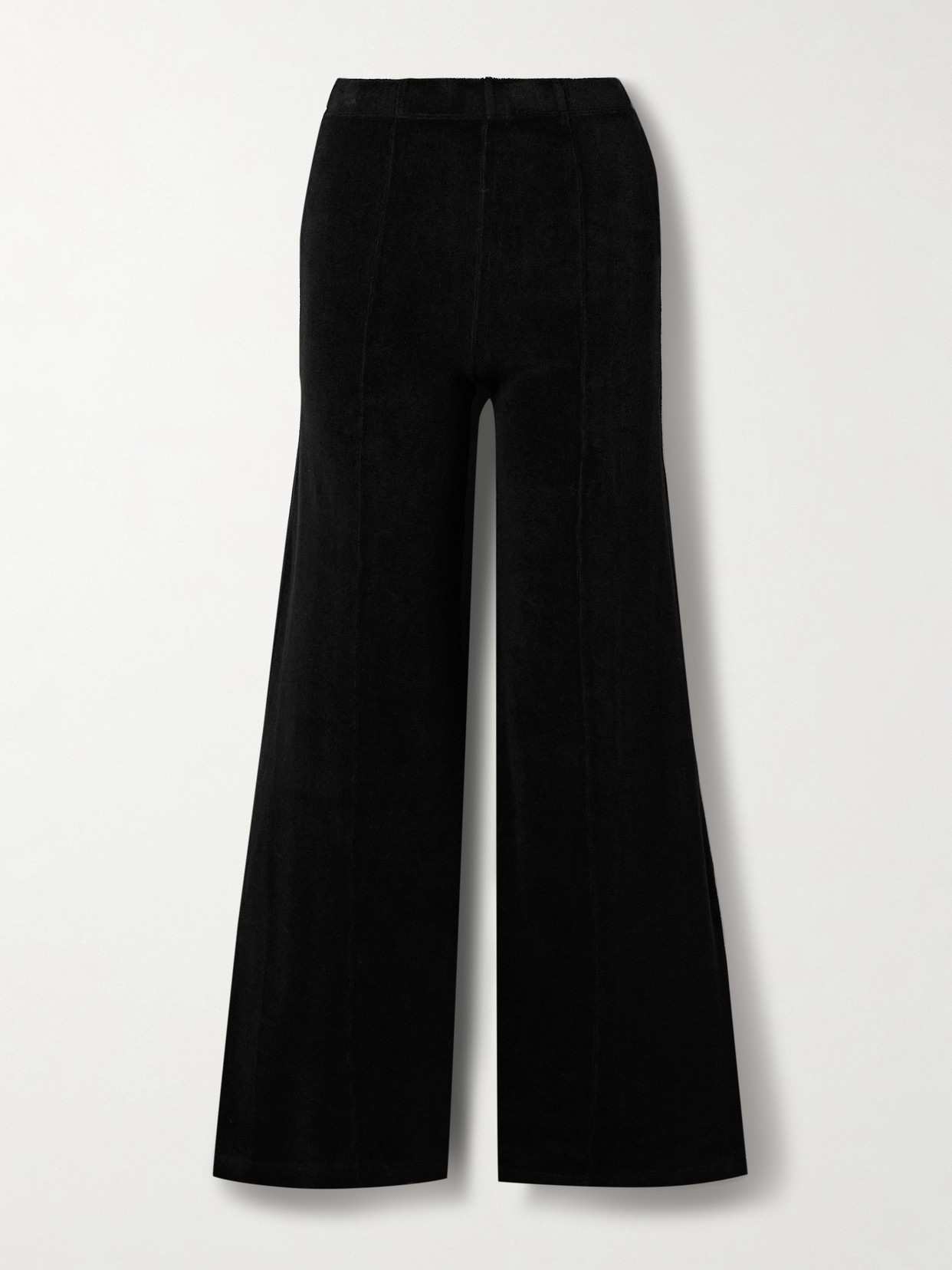 Suzie Kondi Megalo Cotton-blend Terry Wide-leg Track Trousers In Black