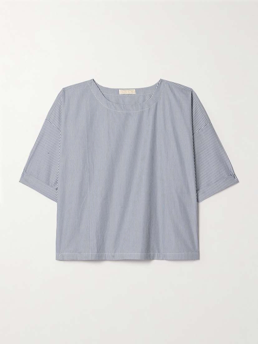Suzie Kondi Saria Cropped Striped Cotton-poplin T-shirt