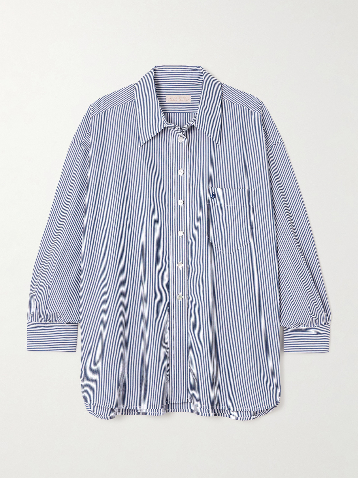 Suzie Kondi Kappa Striped Cotton-poplin Shirt In Blue