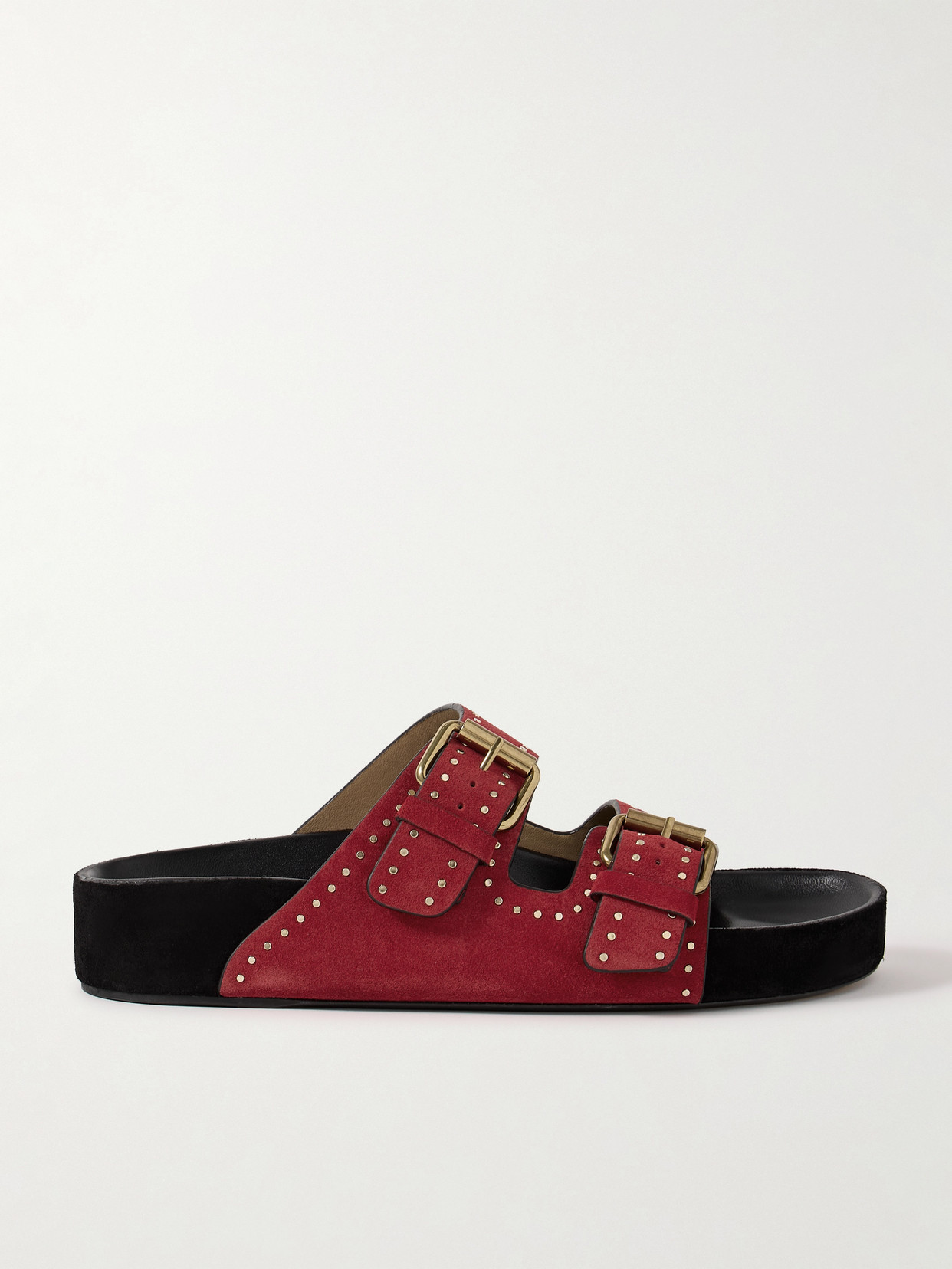 Shop Isabel Marant Lennyo Studded Suede Slides In Red