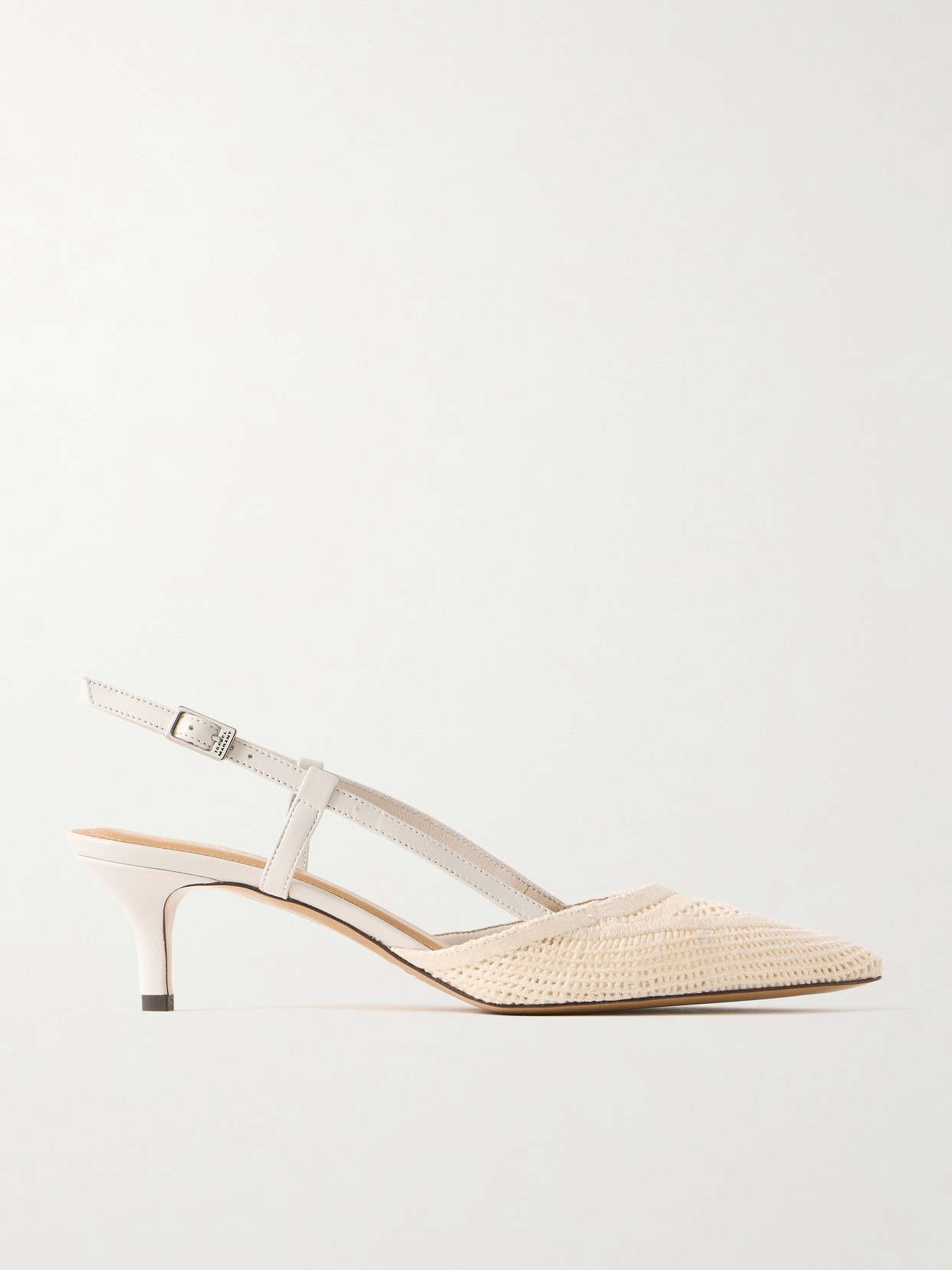 Isabel Marant Pilia Leather-trimmed Crocheted Slingback Pumps In Ivory