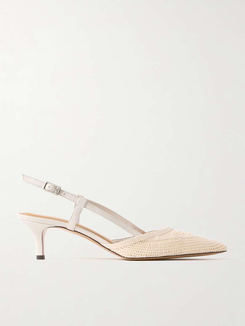 Isabel Marant Pilia Leather-trimmed Crocheted Slingback Pumps