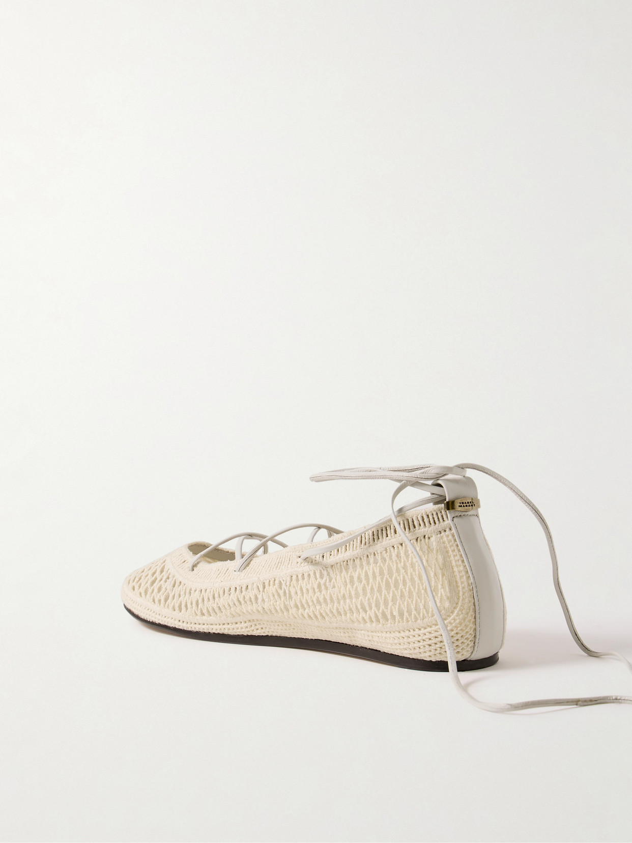 Belna Leather-Trimmed Crocheted Ballet Flats