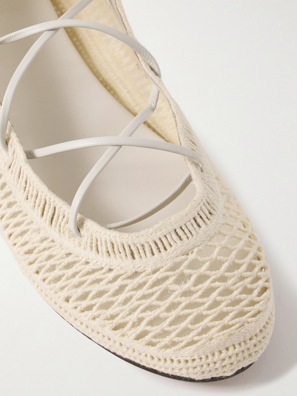 Belna Leather-Trimmed Crocheted Ballet Flats