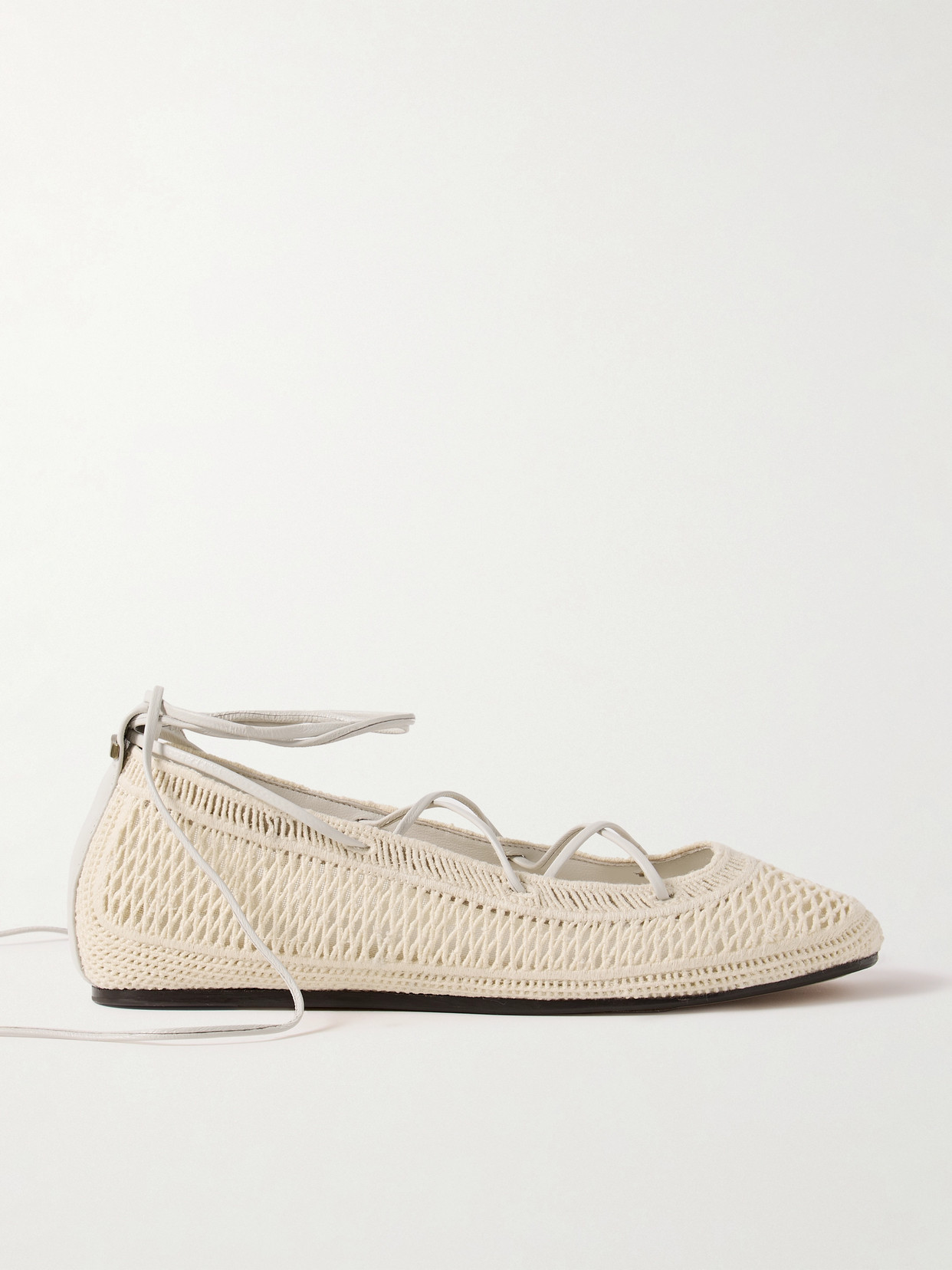 Shop Isabel Marant Belna Leather-trimmed Woven Ballet Flats In Ecru