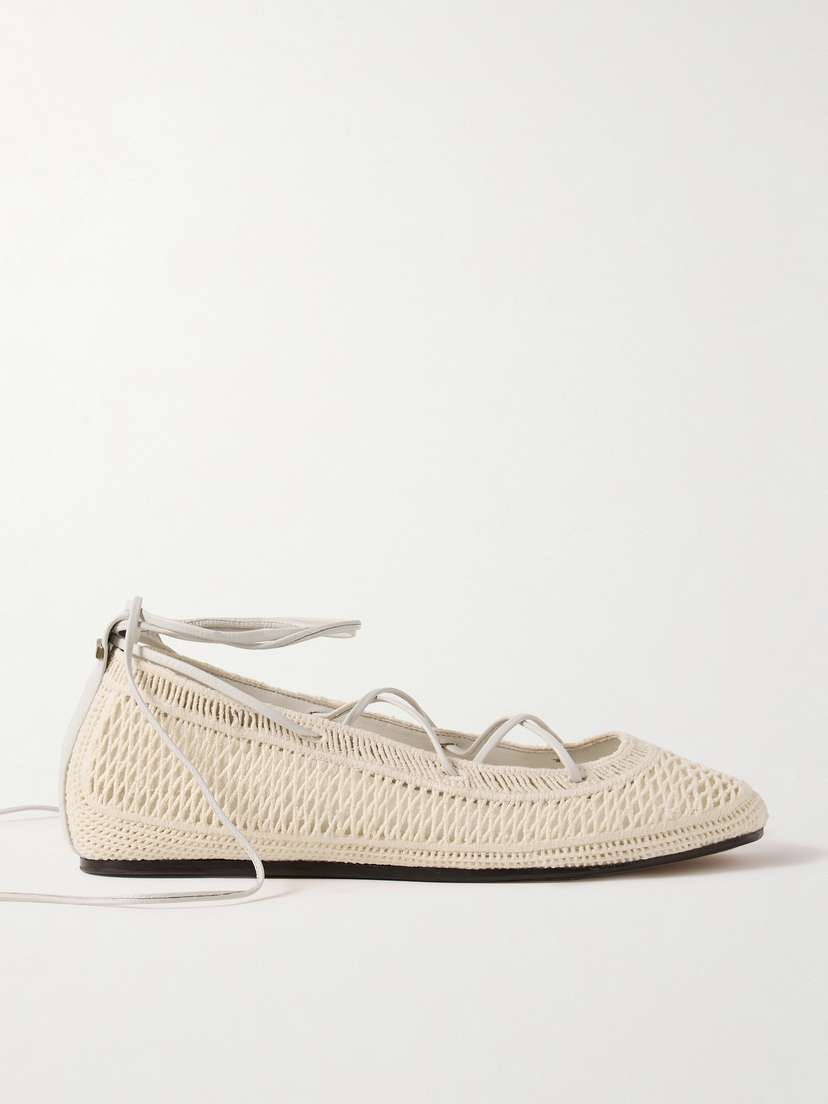 Isabel Marant Belna Leather-trimmed Crocheted Ballet Flats
