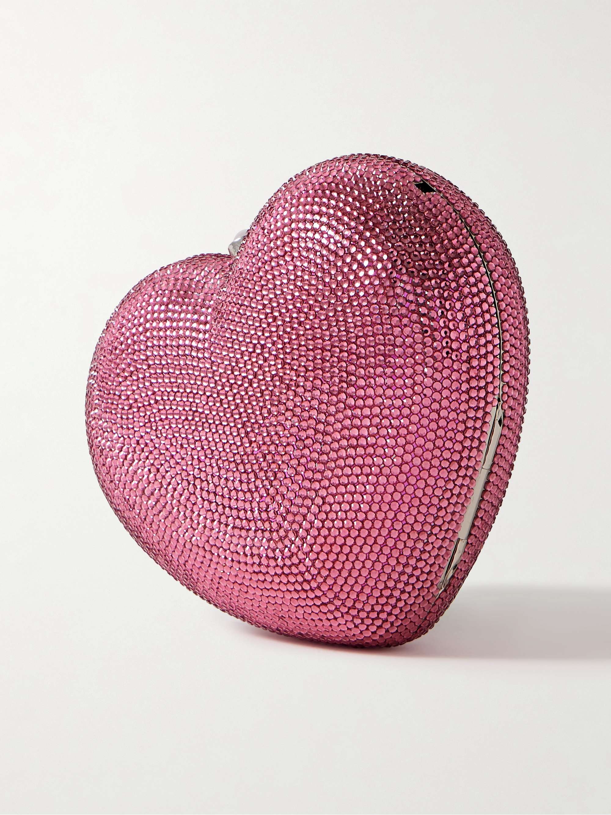 JUDITH LEIBER COUTURE Petit Coeur crystal-embellished silver-tone clutch