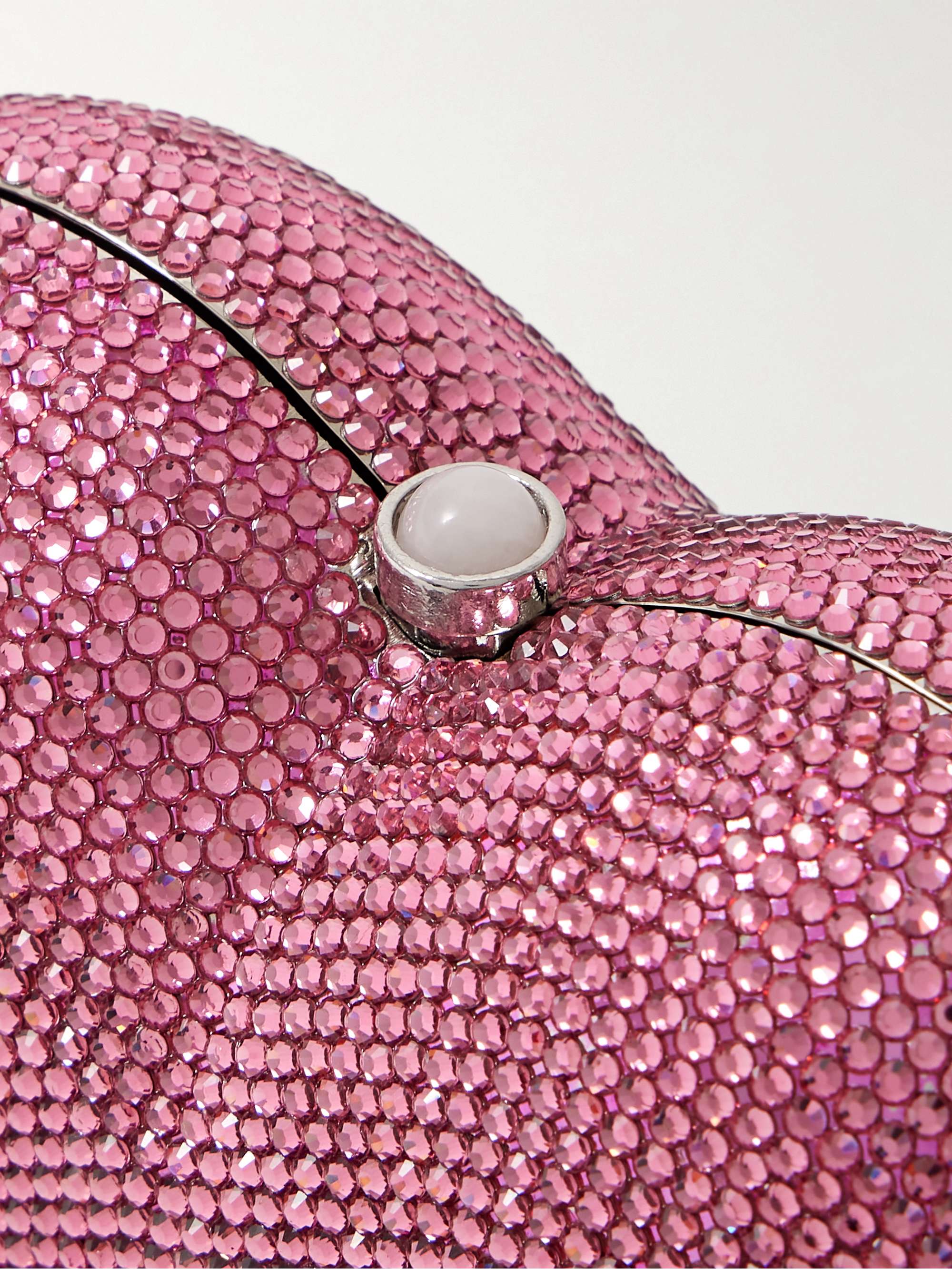 JUDITH LEIBER COUTURE Petit Coeur crystal-embellished silver-tone clutch
