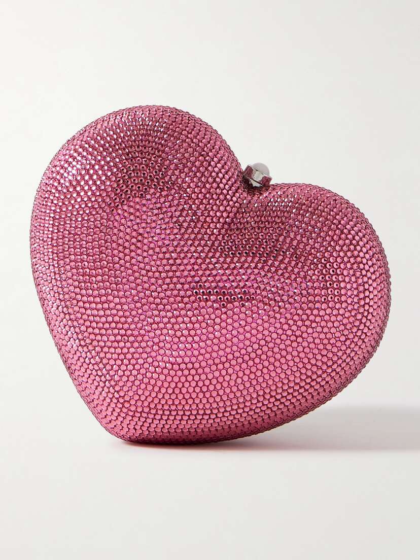 Judith Leiber Couture L'amour Petit Coeur Crystal-embellished Silver-tone Clutch
