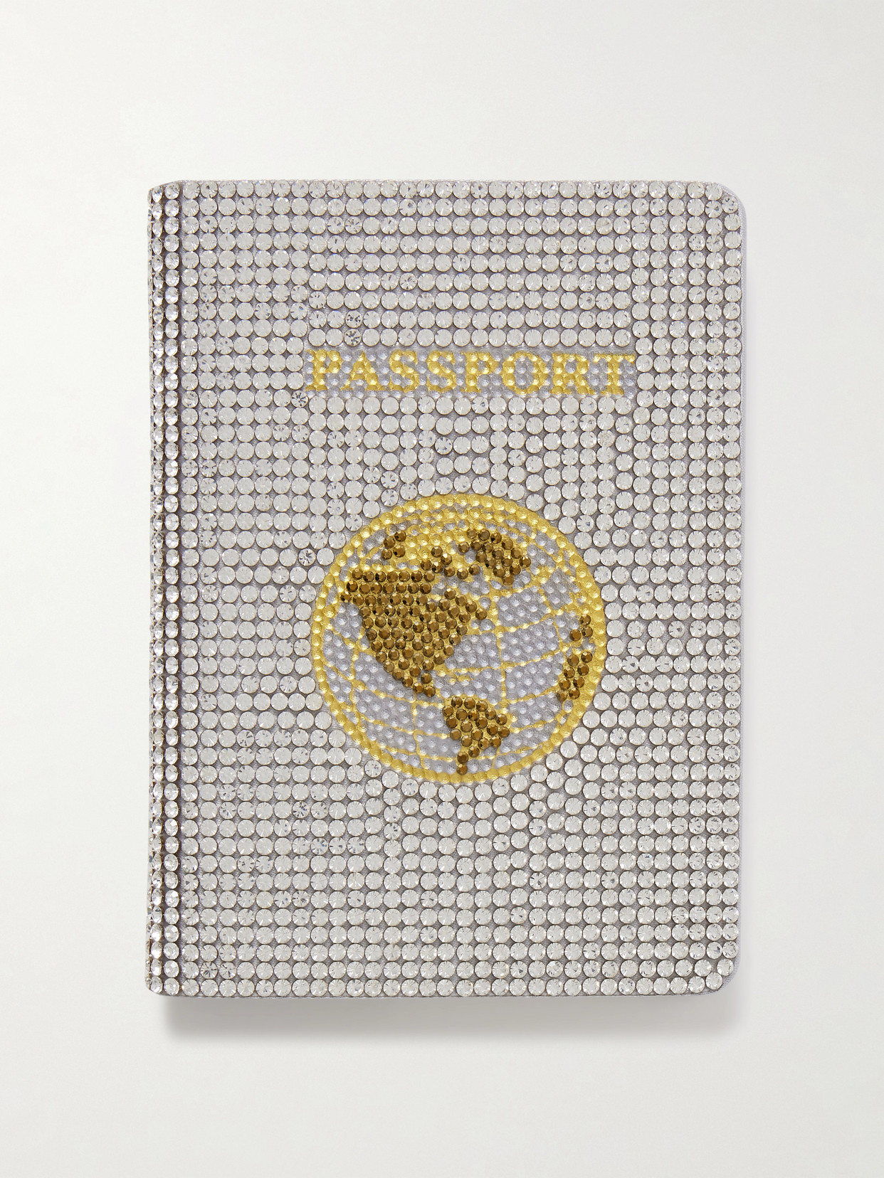 Judith Leiber Crystal-embellished Leather Passport Holder In Silver