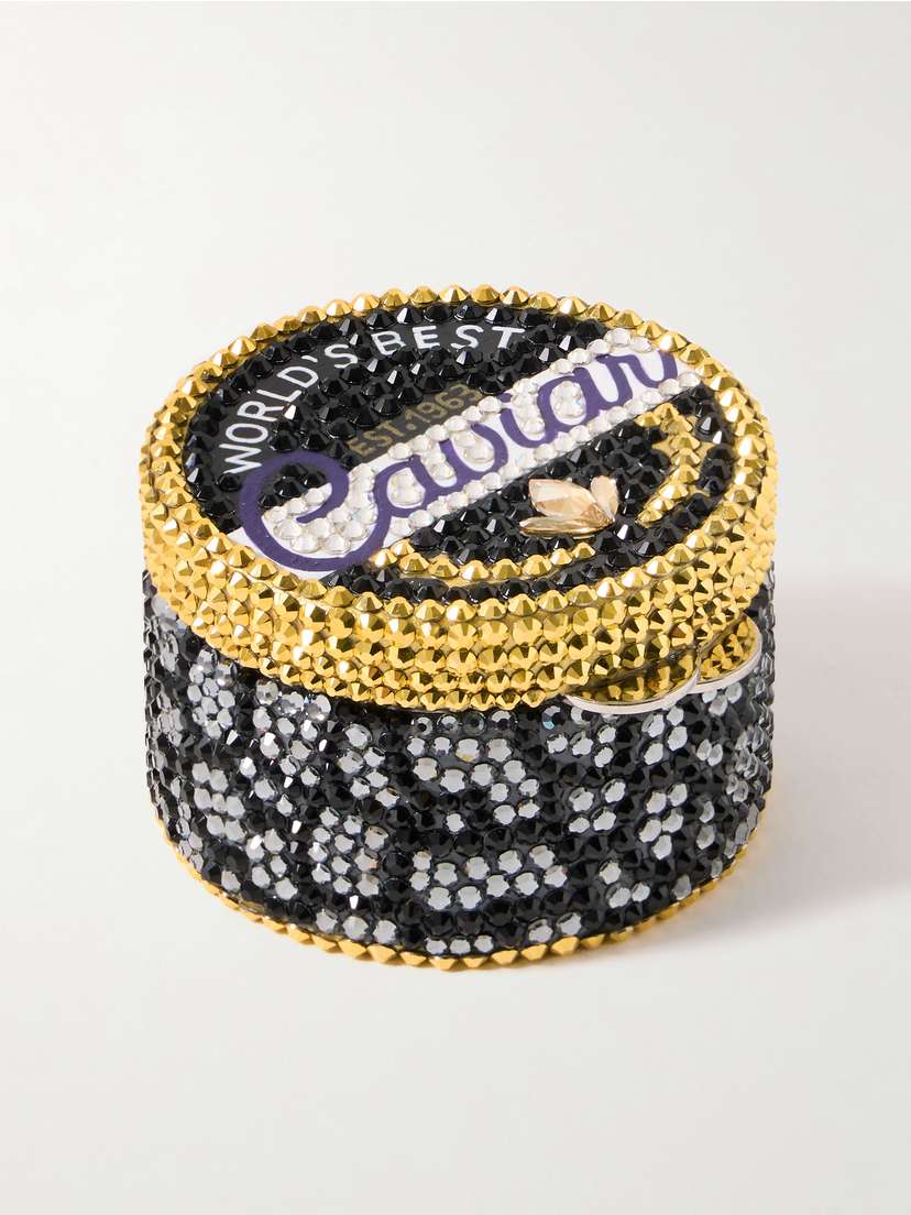 Judith Leiber Couture World’s Best Caviar Crystal-embellished Silver-tone Pill Box