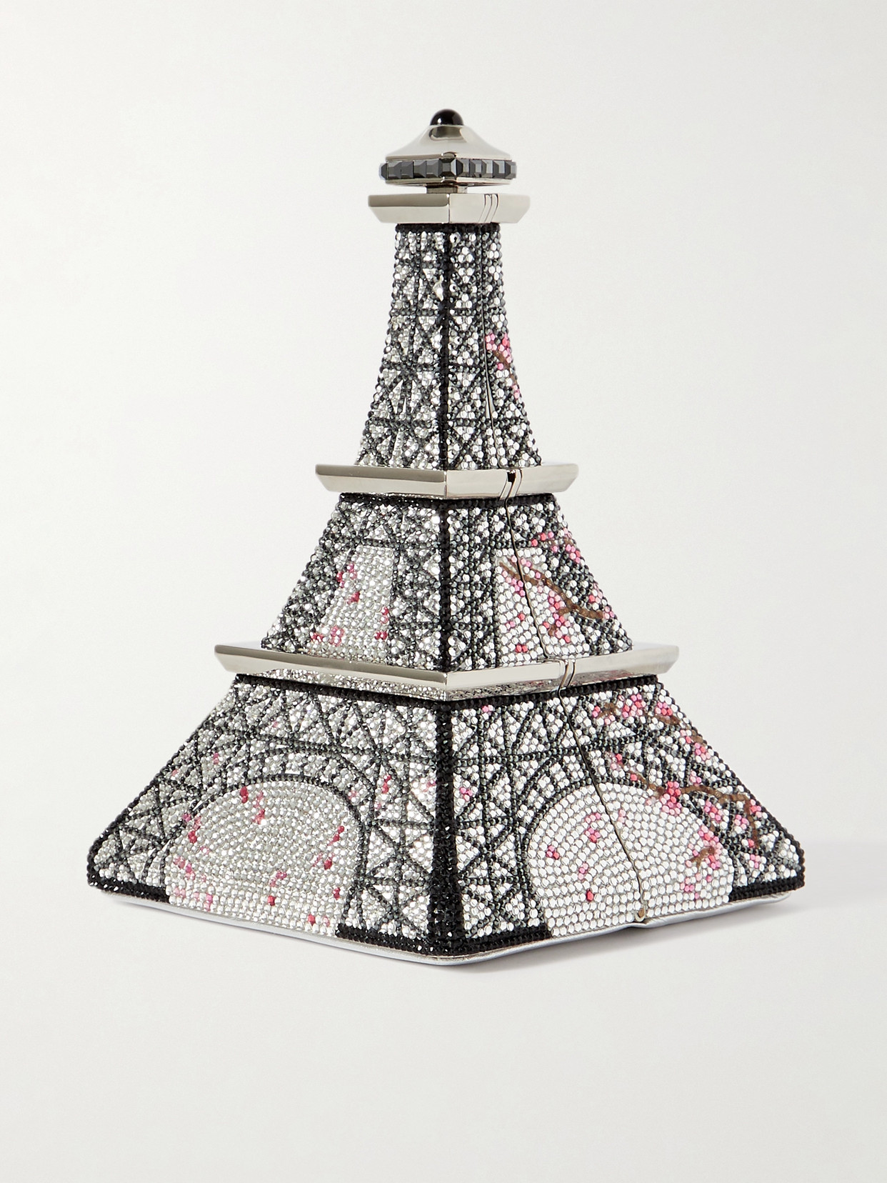 Judith Leiber Eiffel Tower Crystal-embellished Silver-tone Clutch In Silver