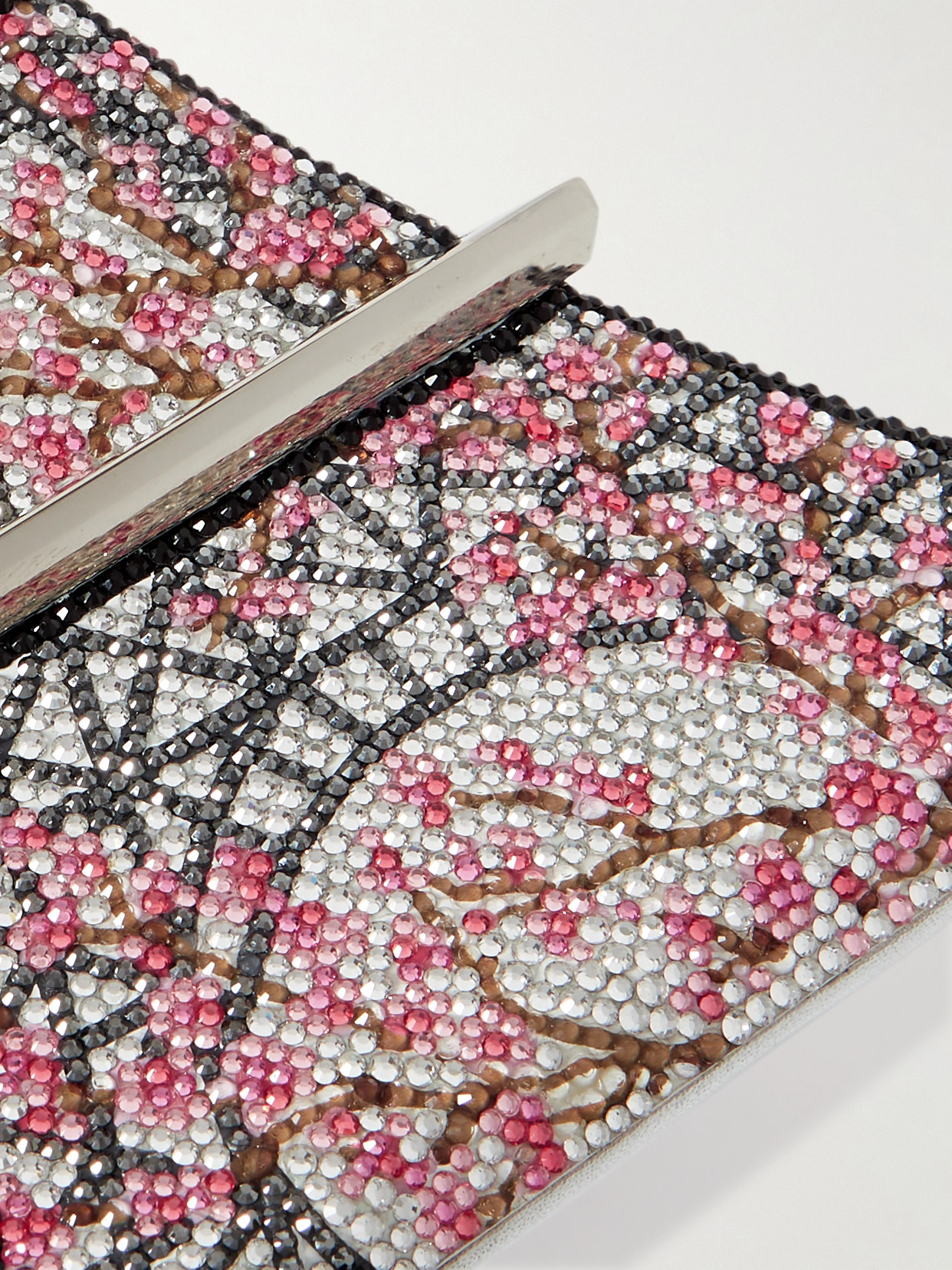 Judith Leiber Eiffel Tower Crystal-embellished Silver-tone Clutch In Silver