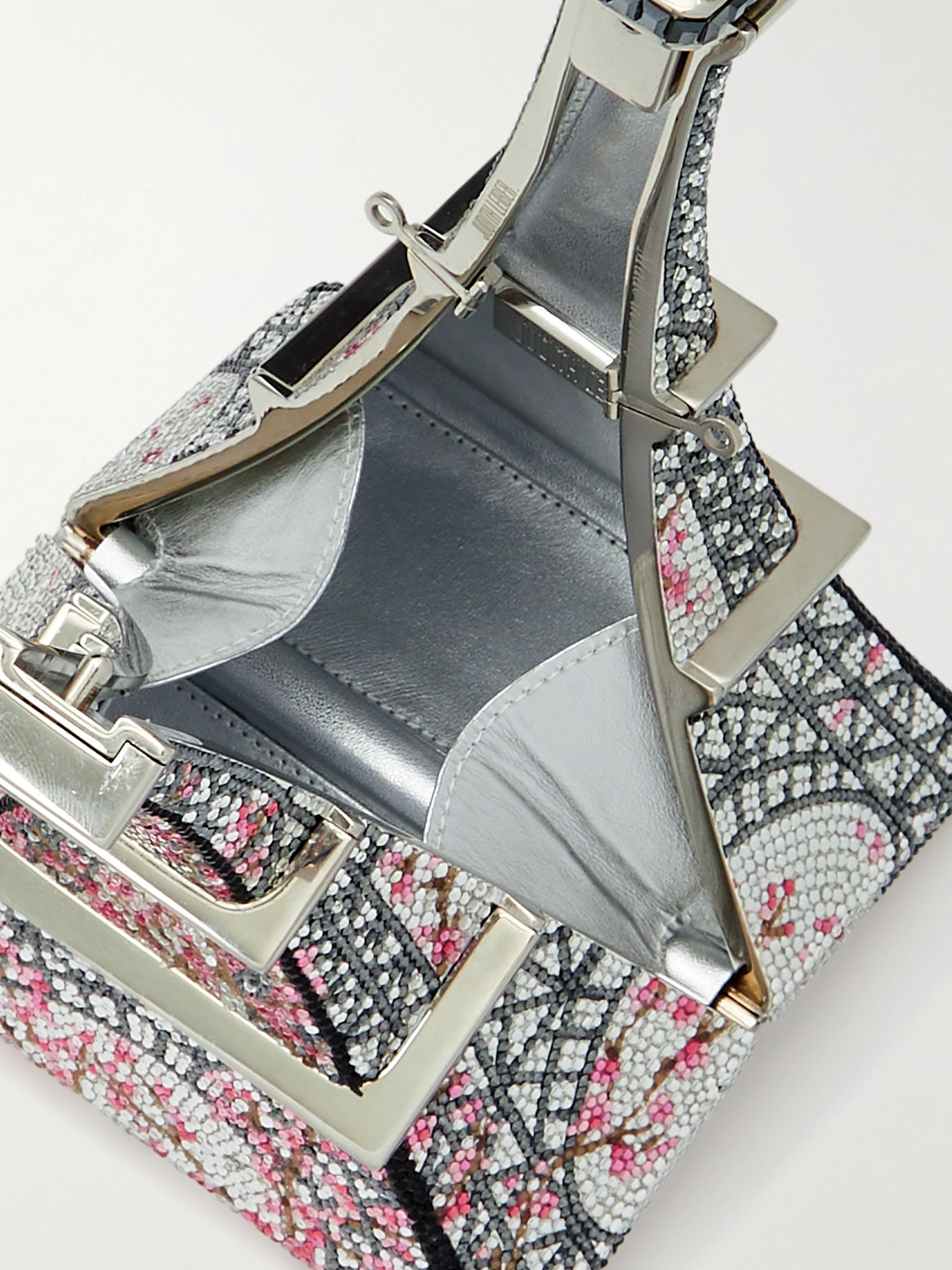 Shop Judith Leiber Eiffel Tower Crystal-embellished Silver-tone Clutch