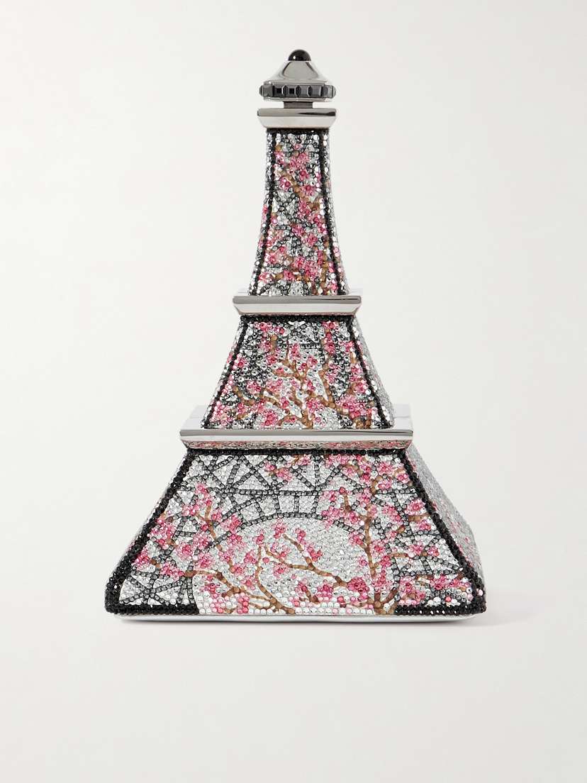 Judith Leiber Couture Eiffel Tower Crystal-embellished Silver-tone Clutch