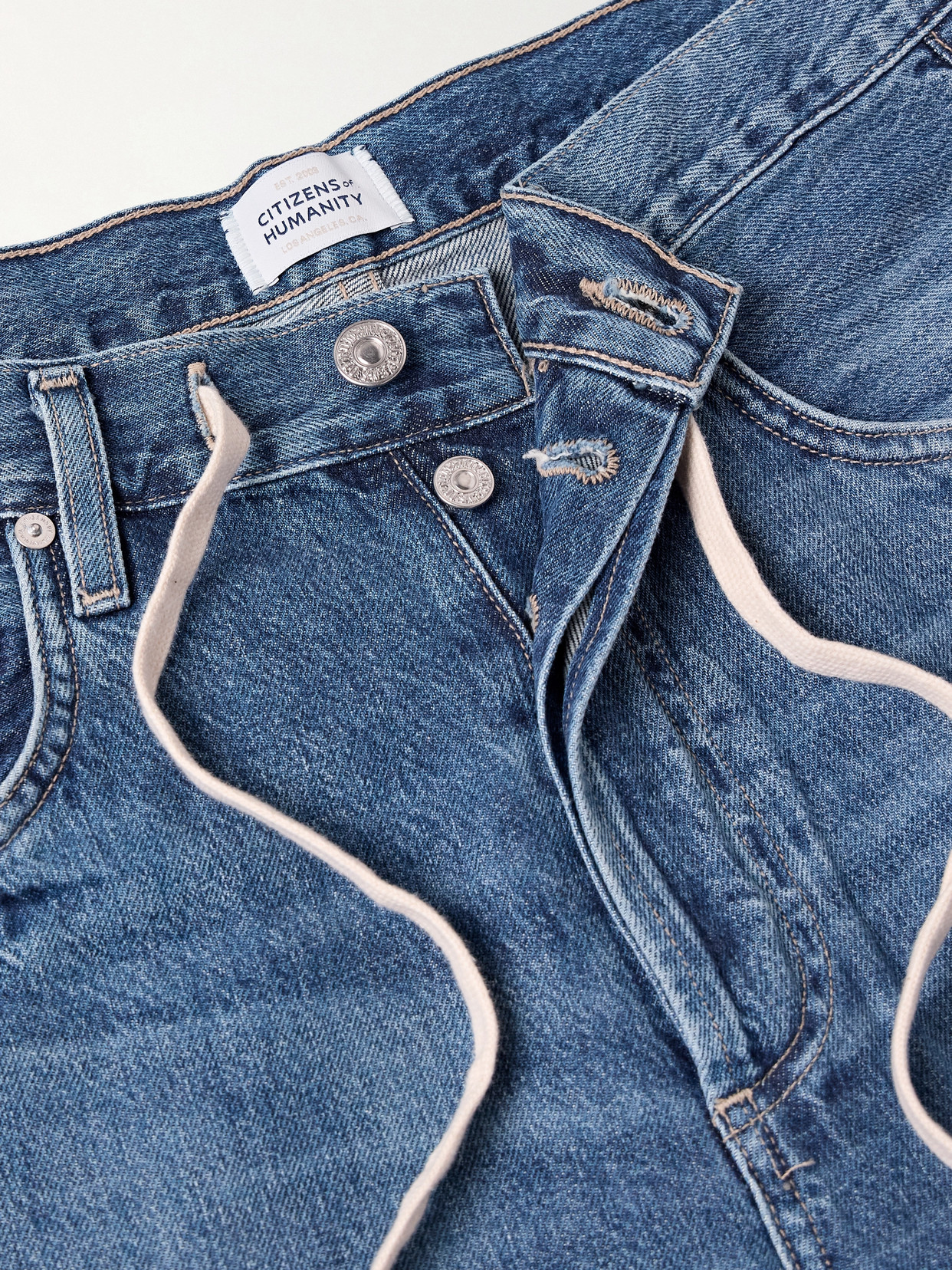 Shop Citizens Of Humanity Brynn Drawstring Mid-rise Wide-leg Jeans In Blue
