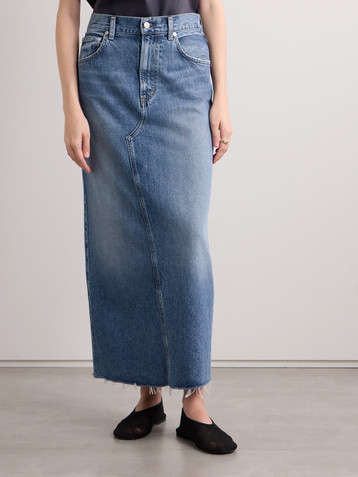 Citizens Of Humanity Circolo frayed denim maxi skirt