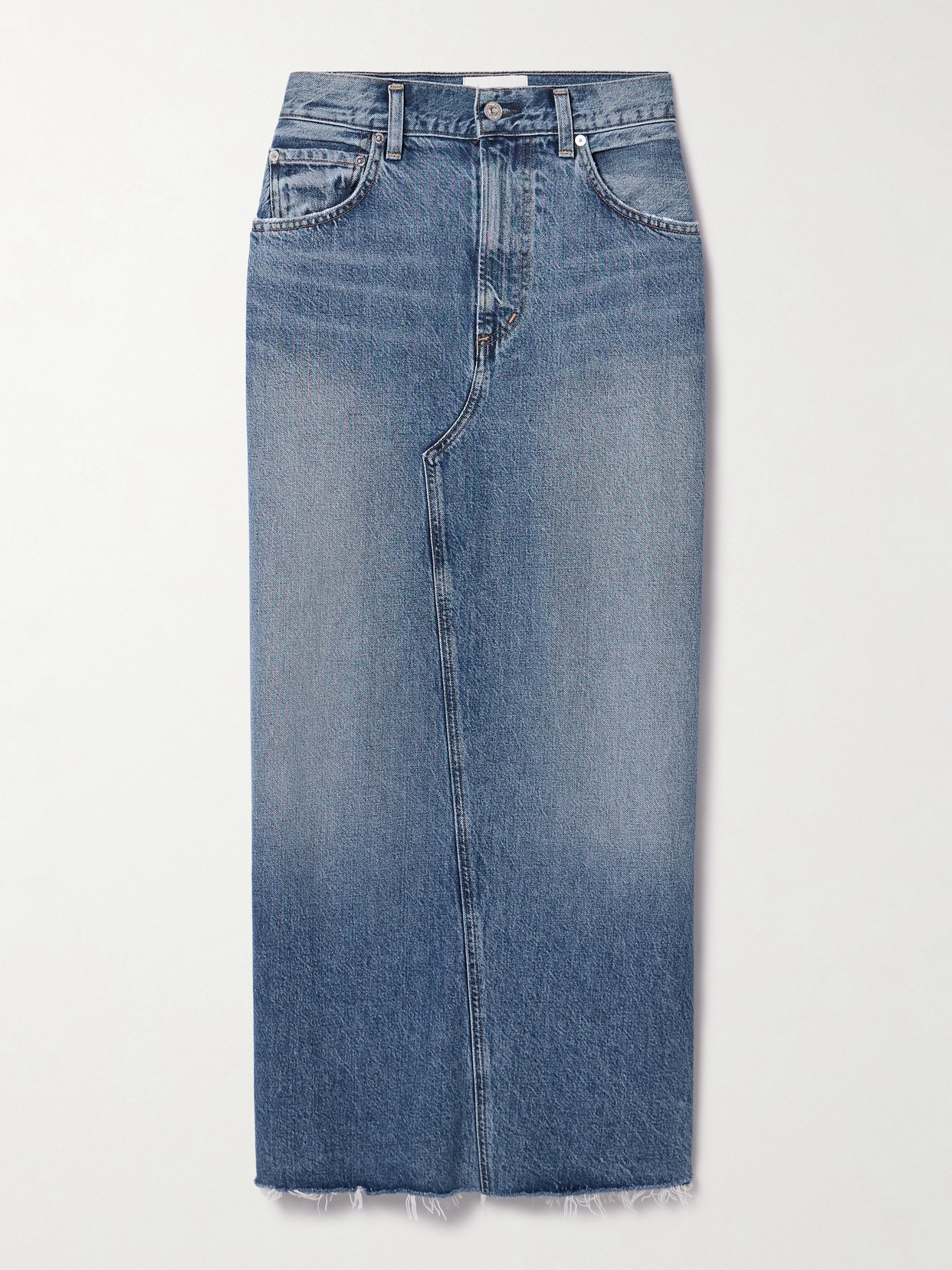 Citizens of Humanity - Circolo Frayed Denim Maxi Skirt - Blue