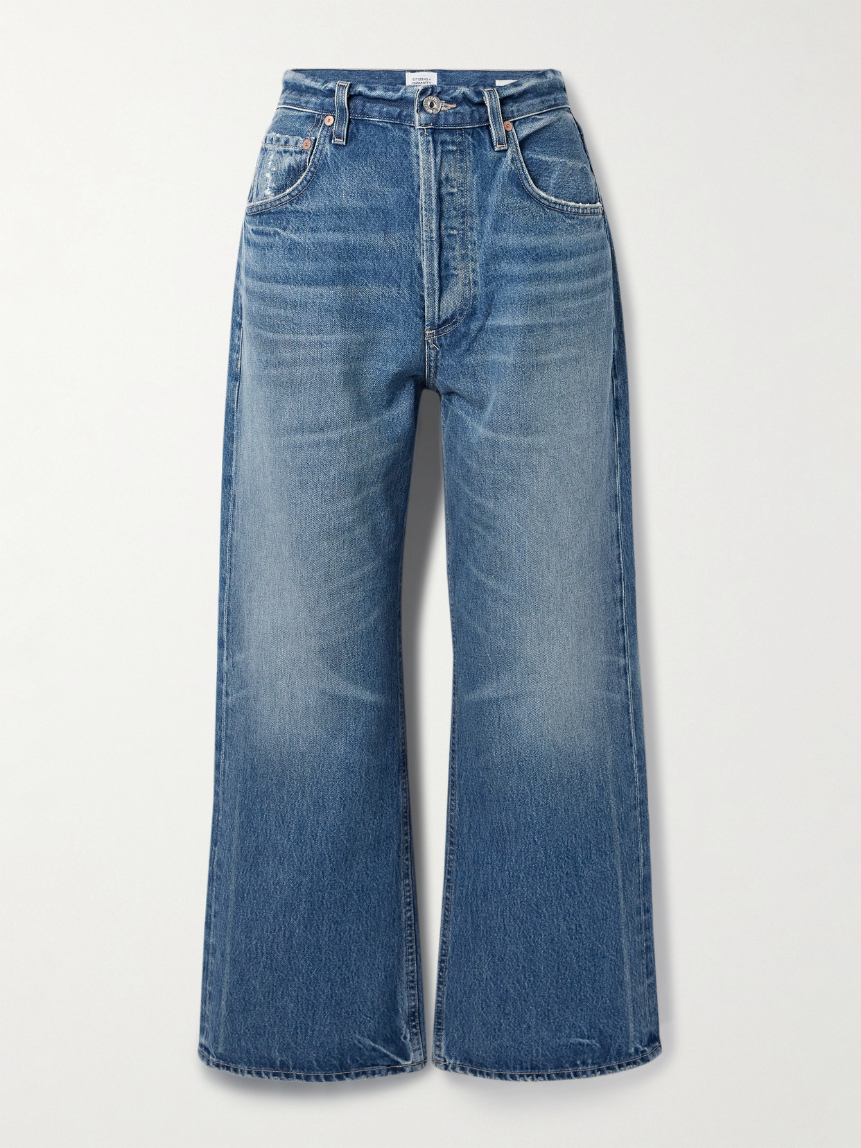 Shop Citizens Of Humanity Gaucho Cropped High-rise Wide-leg Jeans In Blue