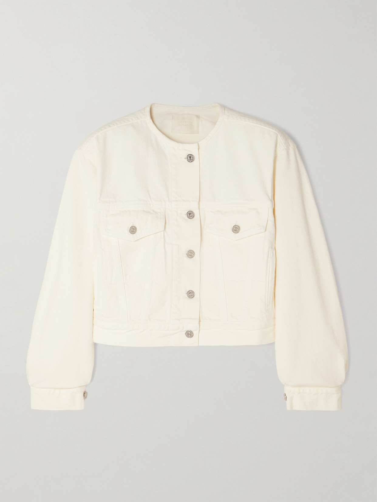 Shop Citizens Of Humanity Renata Cropped Denim Jacket In White